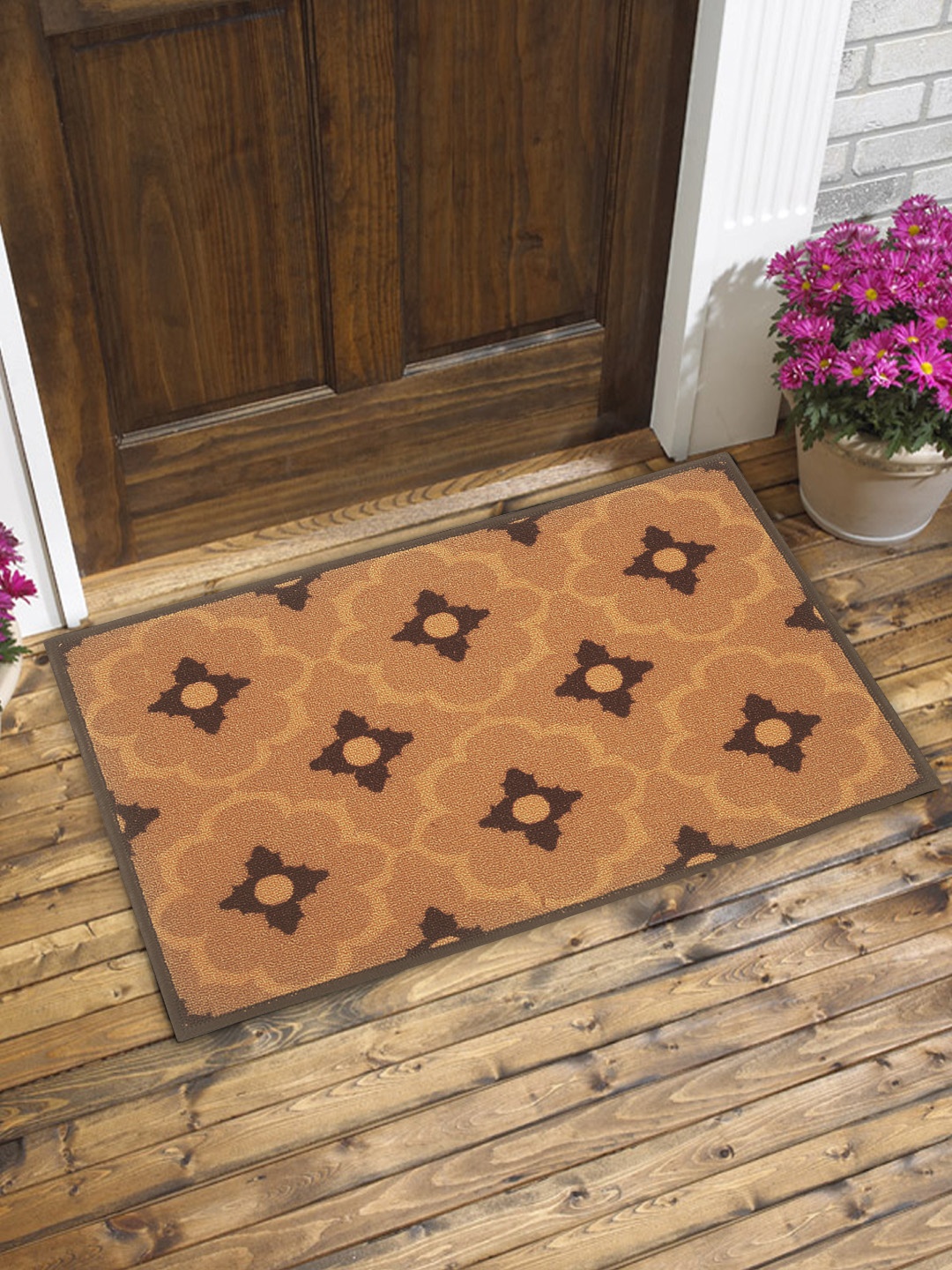 

BIANCA Set of 2 Patterned Anti-Skid Doormats, Beige