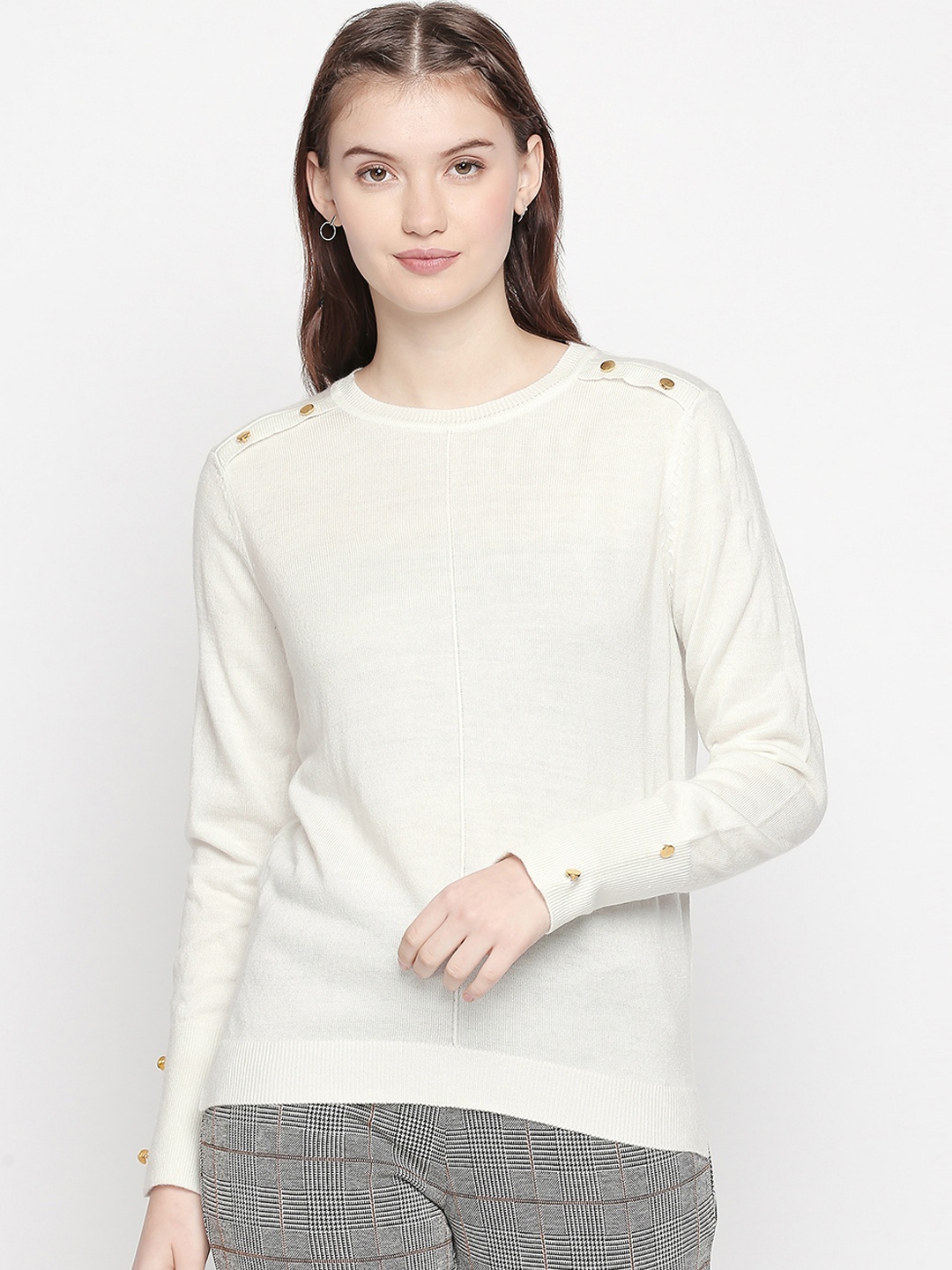 

Annabelle by Pantaloons Women White Solid Sweater