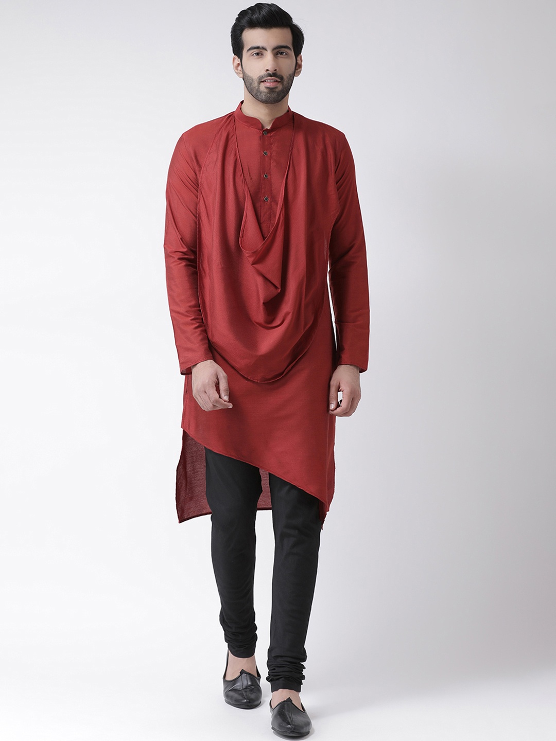 

KISAH Men Rust Red Solid Straight Kurta