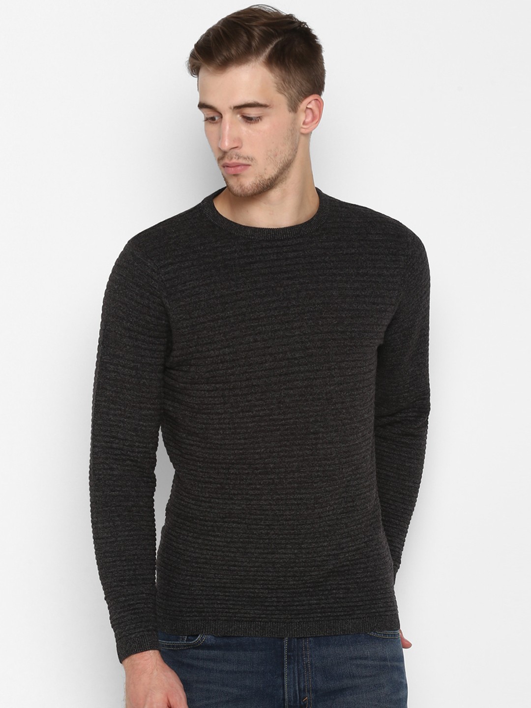 

Red Tape Men Black Solid Sweater