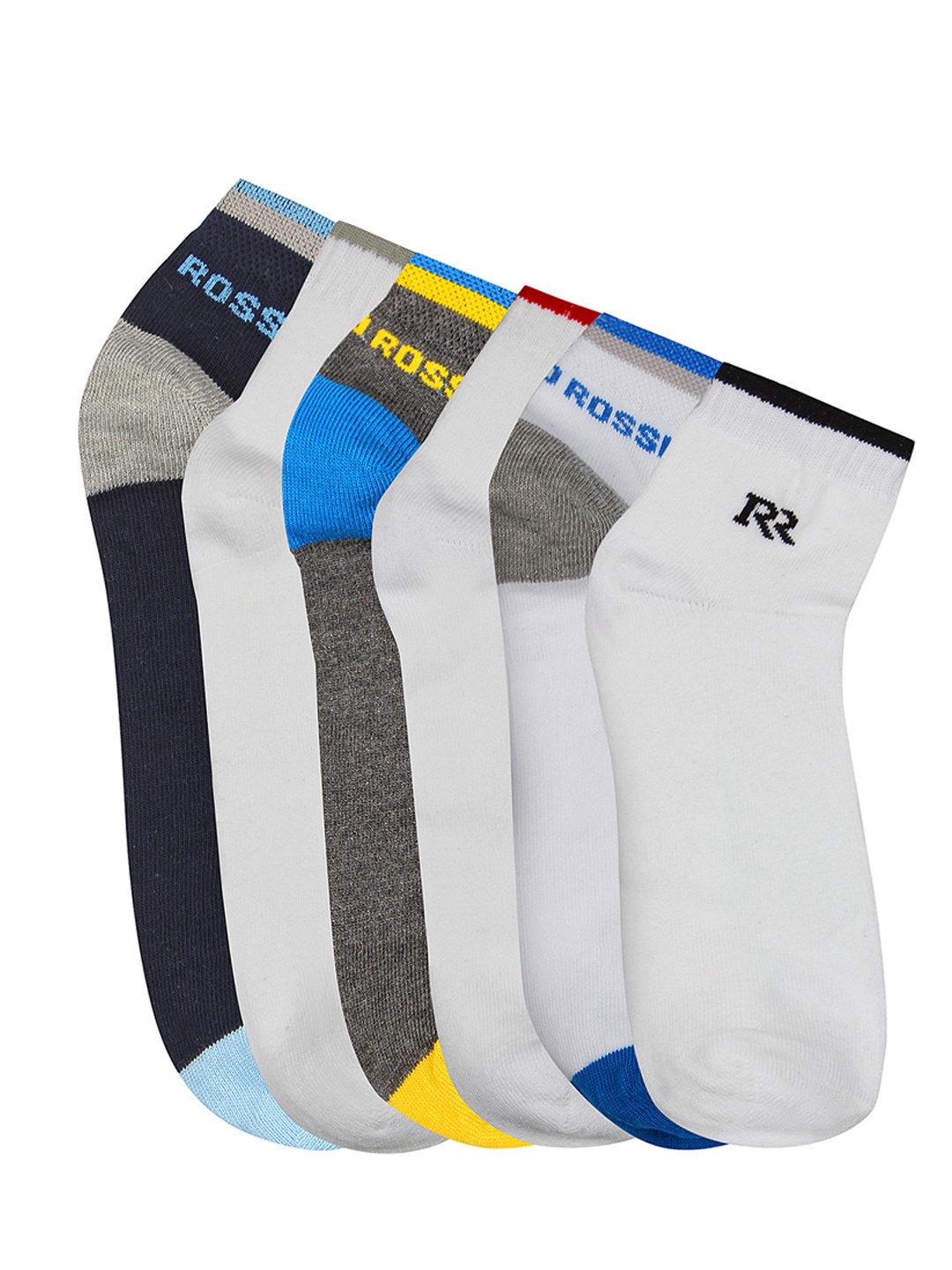 

ROMEO ROSSI Unisex Pack of 6 Assorted Ankle-length Socks