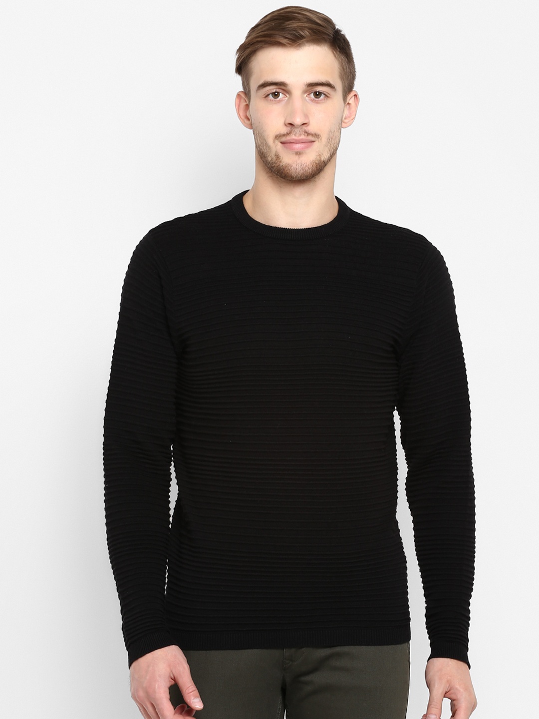 

Red Tape Men Black Solid Sweater