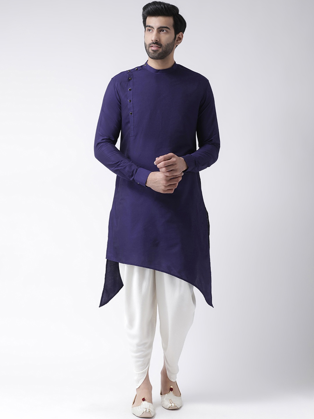 

KISAH Men Navy Blue Solid Straight Kurta