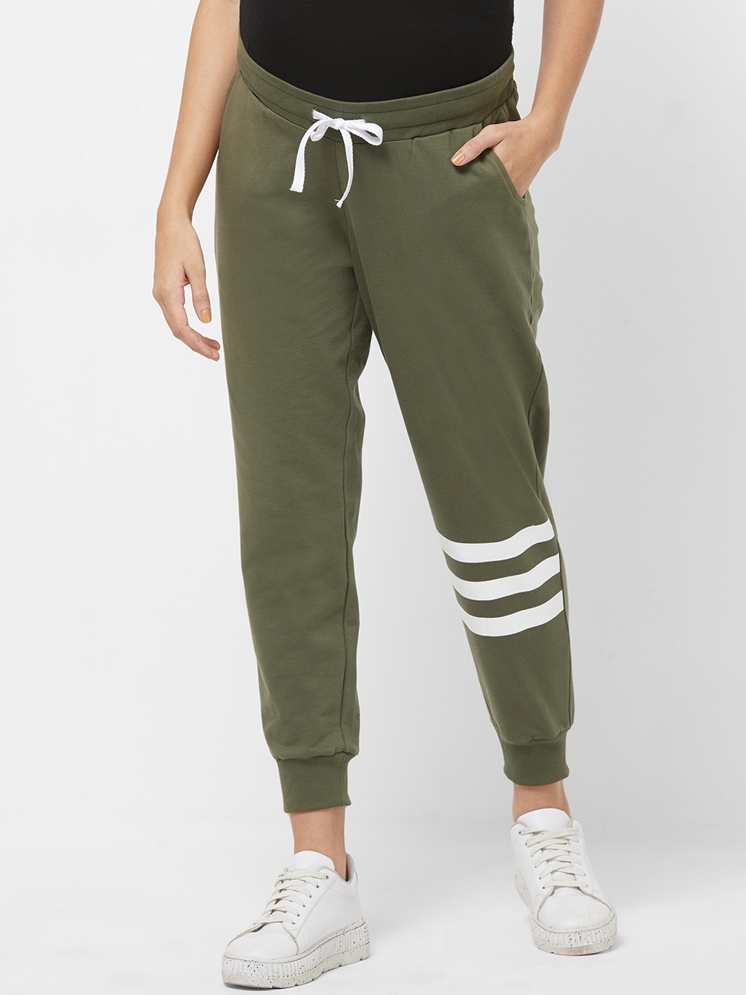 

Mystere Paris Women Olive Green Solid Maternity Joggers