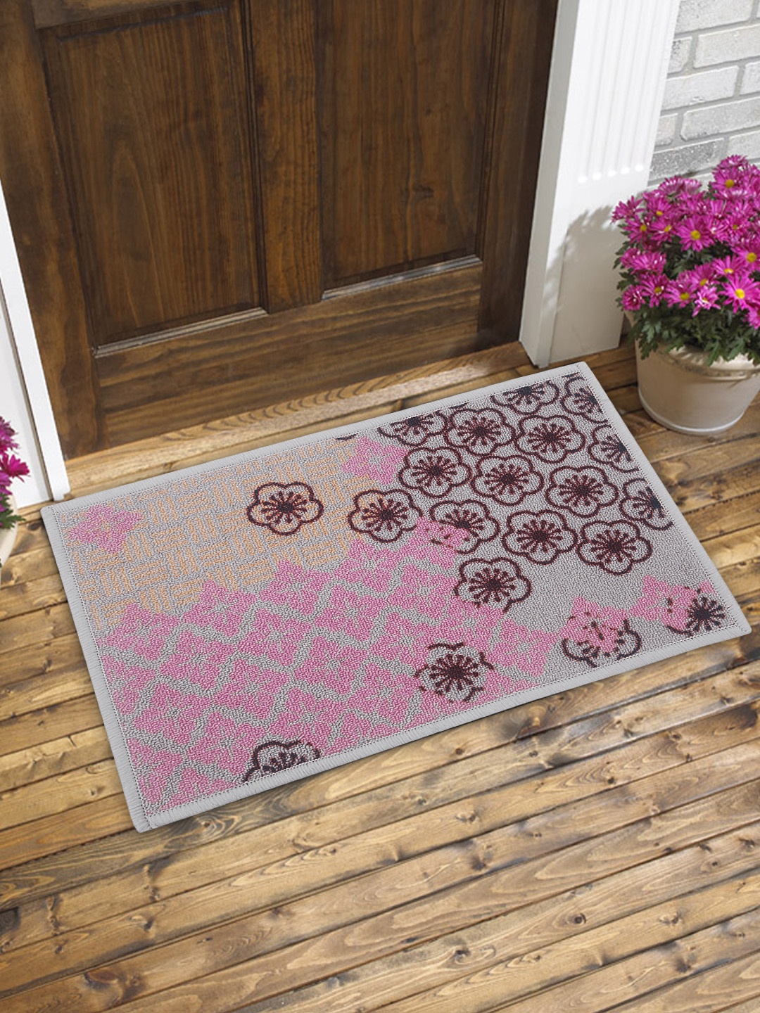 

BIANCA Set of 2 Pink Patterned Anti-Skid Doormats
