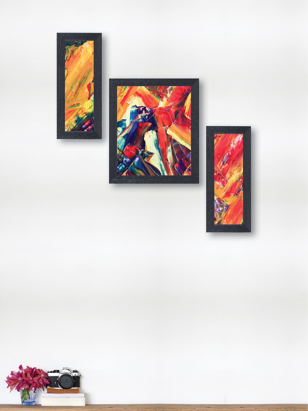 

nest ART Set of 3 Multicoloured Abstract Hand-Painted Wall Arts, Multi