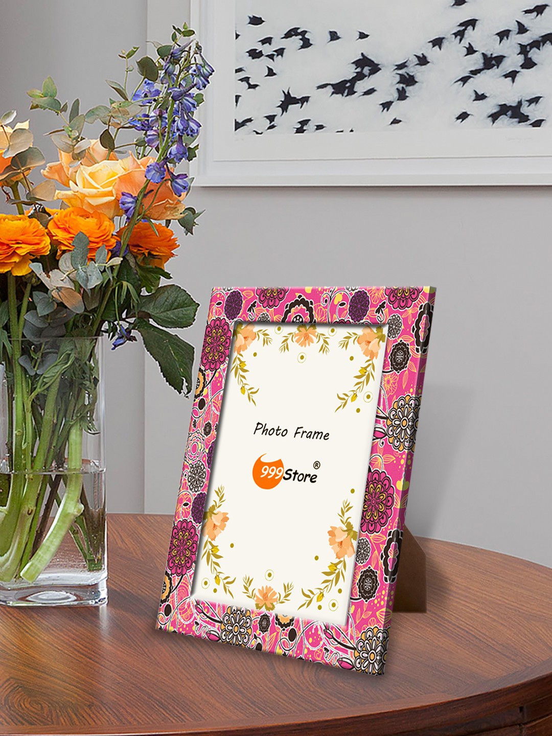 

999Store Pink Printed Photo Frame