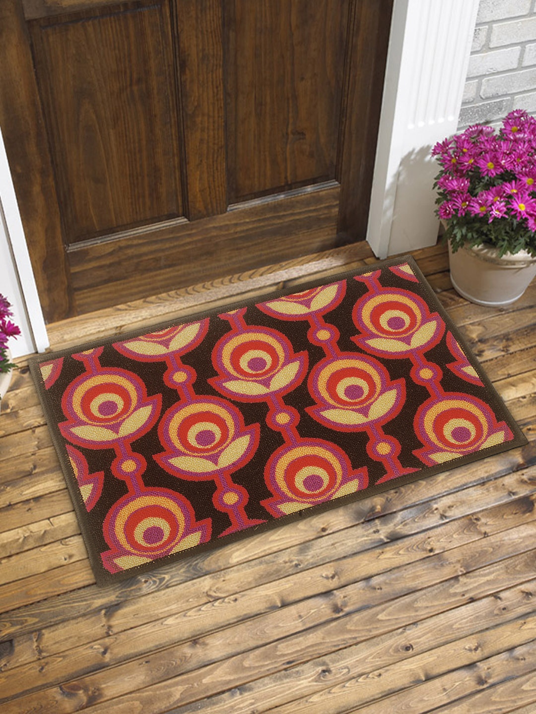 BIANCA Set of 2 Patterned Anti-Skid Doormats, Multi