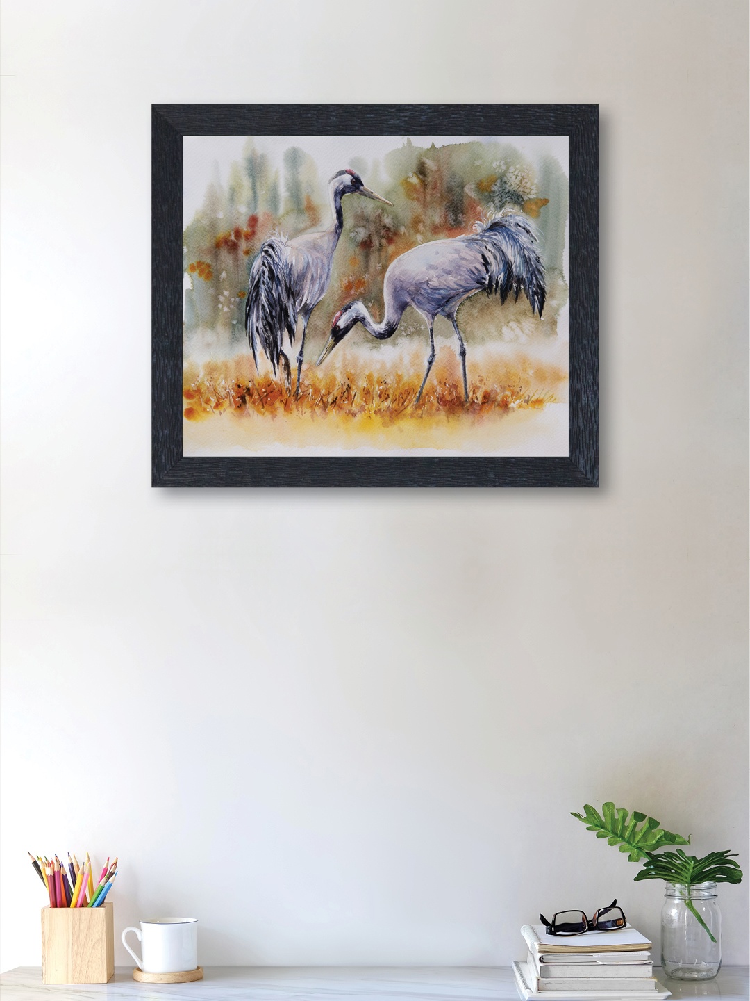 

nest ART Multicoloured Synthetic Wood Birds Hand-Painted Wall Art, Multi