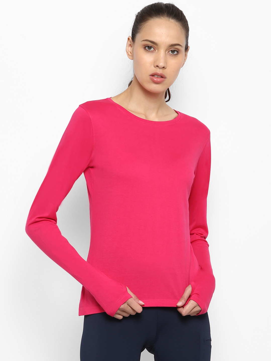 appulse Women Pink Solid Round Neck T-shirt