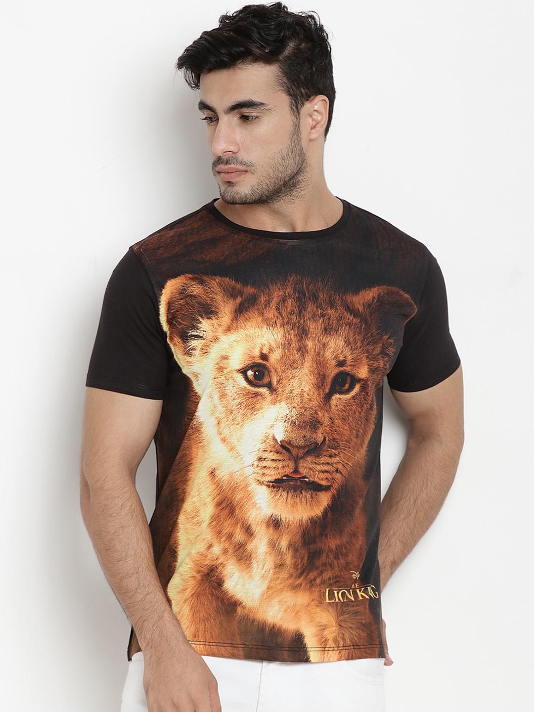 

Disney by Wear Your Mind Men Black Printed Round Neck T-shirt