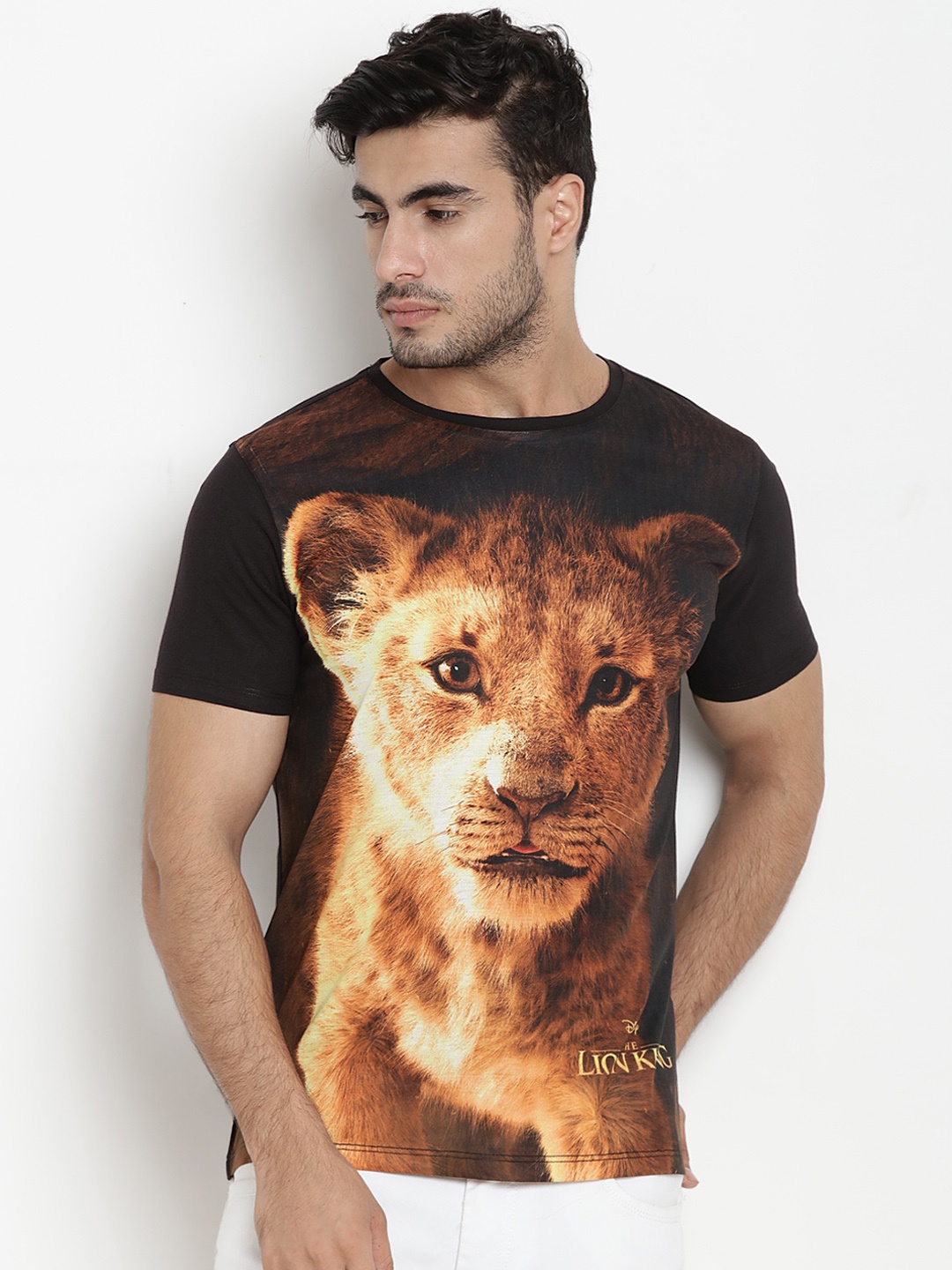 

Disney by Wear Your Mind Men Black Printed Round Neck T-shirt