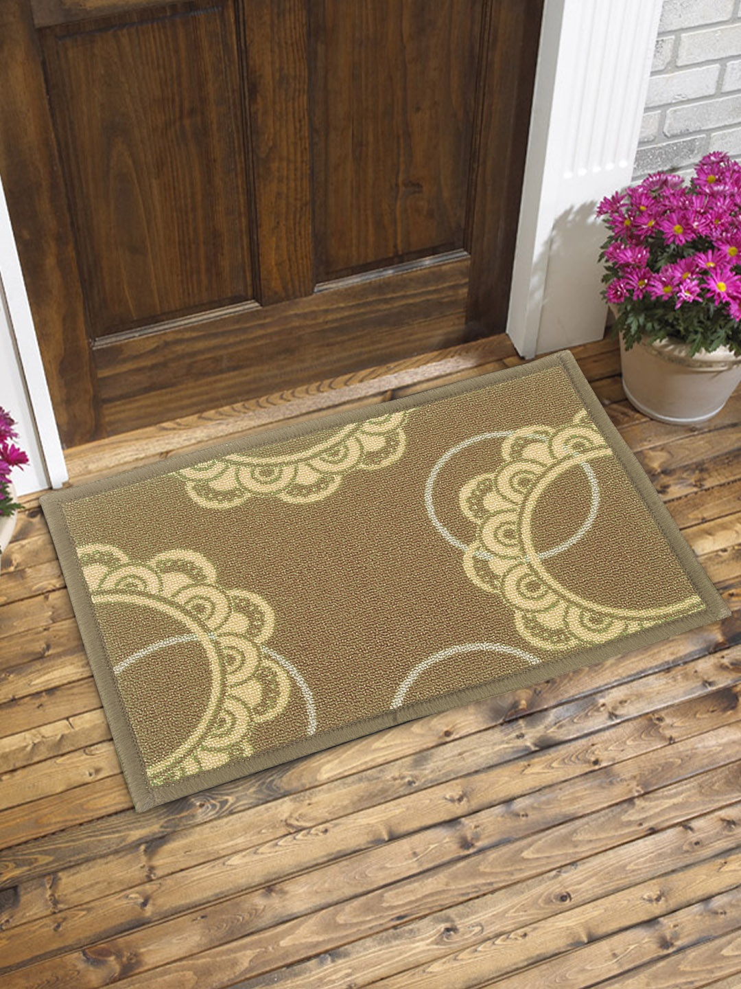 

BIANCA Set of 2 Patterned Anti-Skid Doormats, Beige