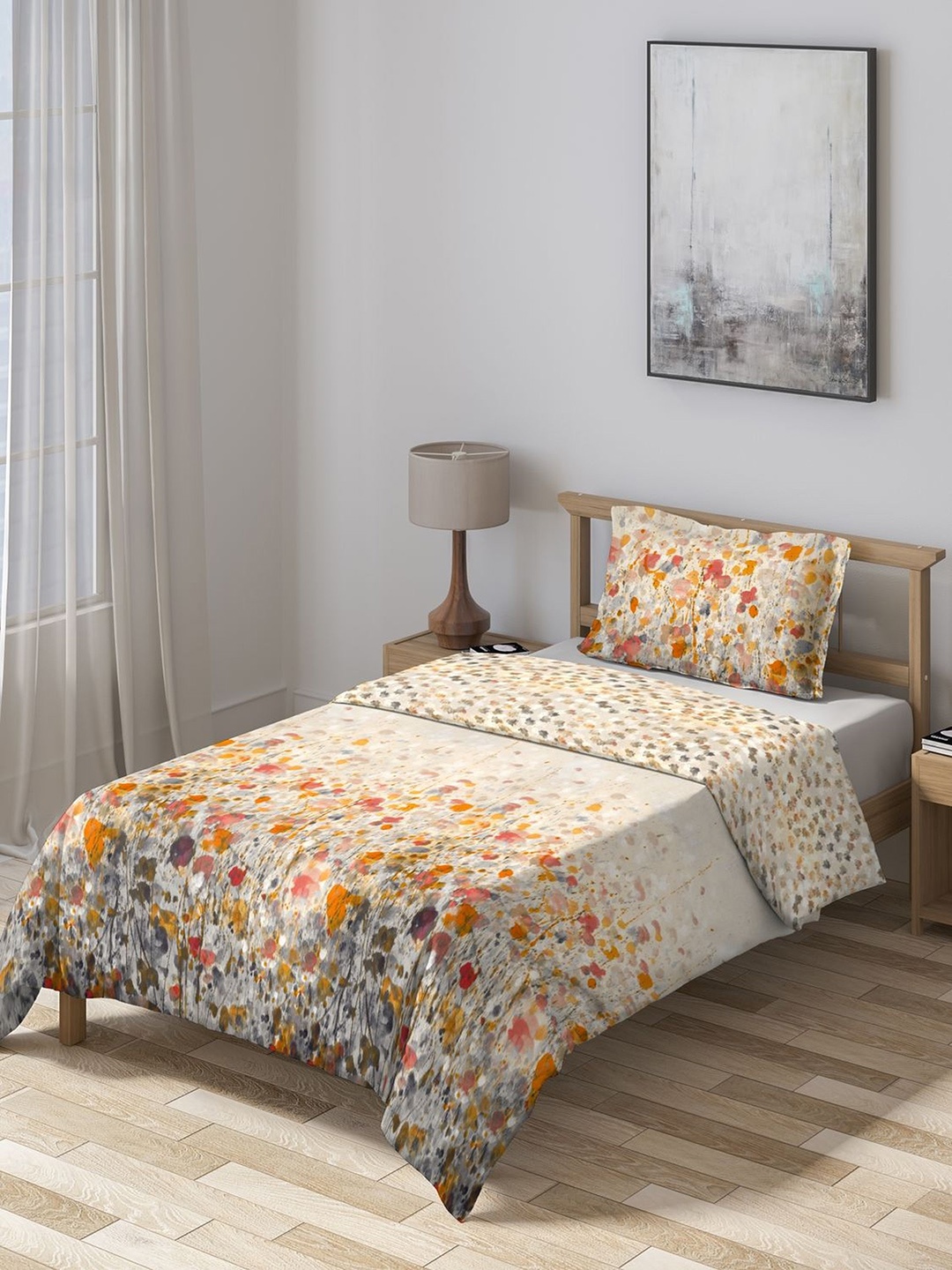 

DDecor Beige & Black Abstract Summer 150 GSM Single Bed Comforter