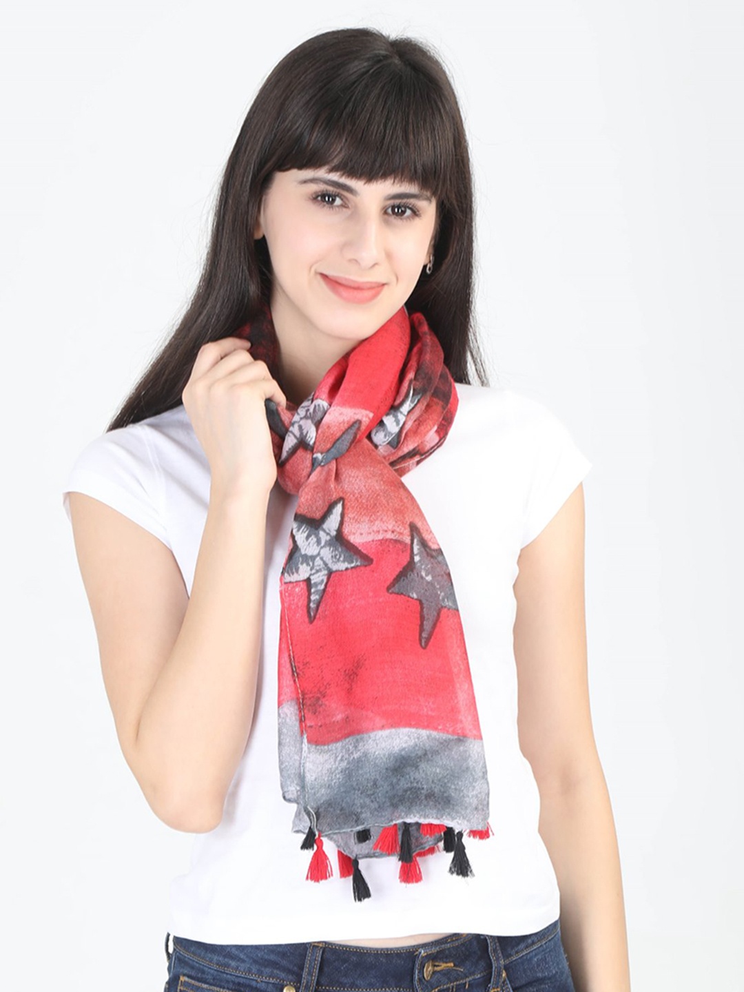 

FabSeasons Women Red Printed Scarf