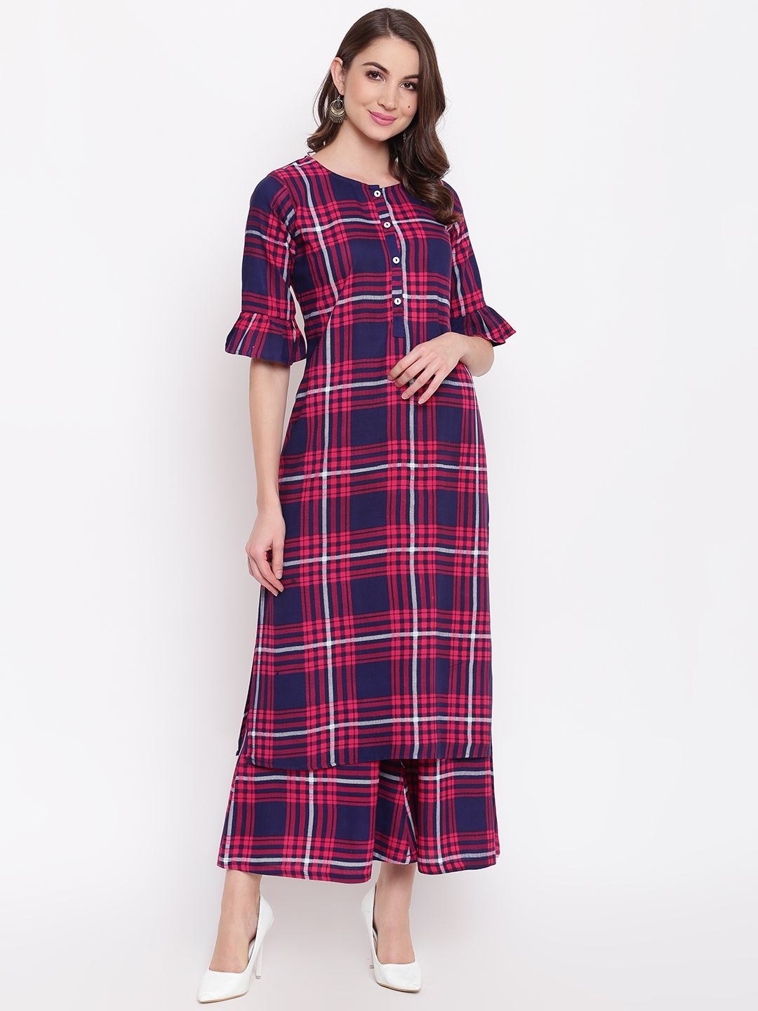 Napra Women Fuchsia & Blue Printed Kurta with Palazzos
