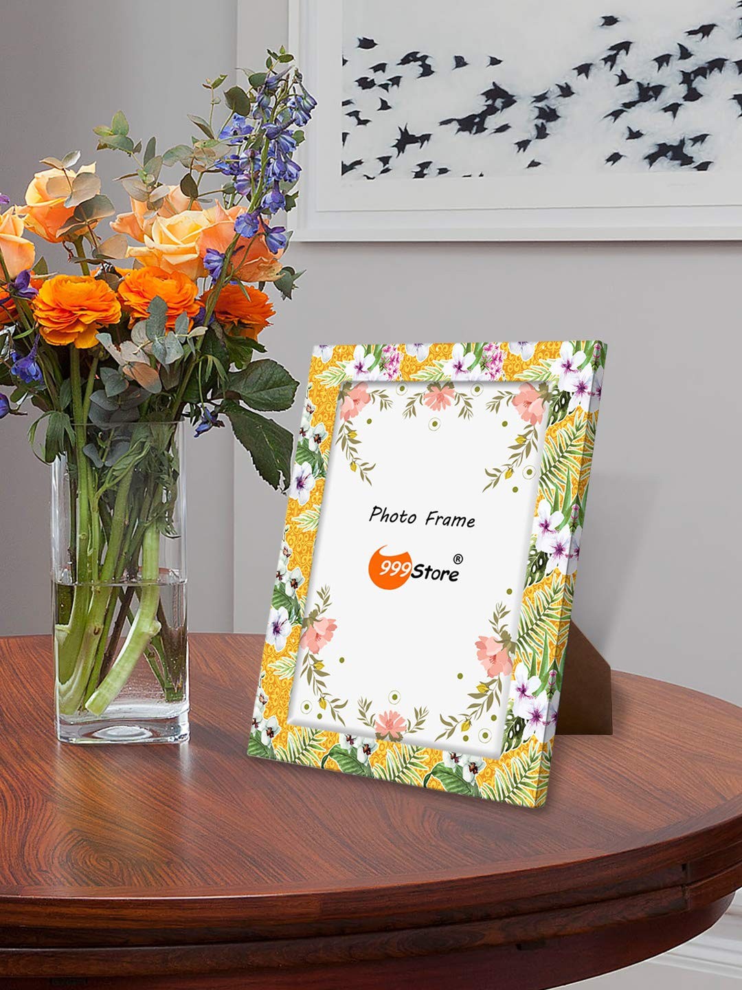 

999Store Yellow & Green Printed Table-Top Photo Frame