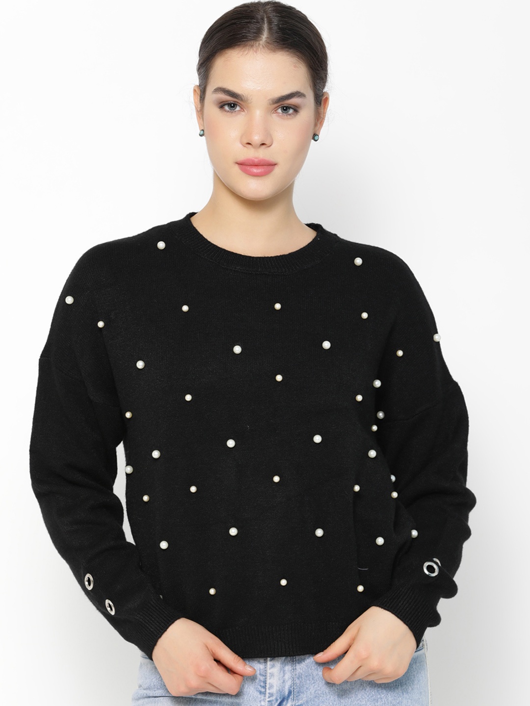 

Gipsy Women Black Solid Sweater