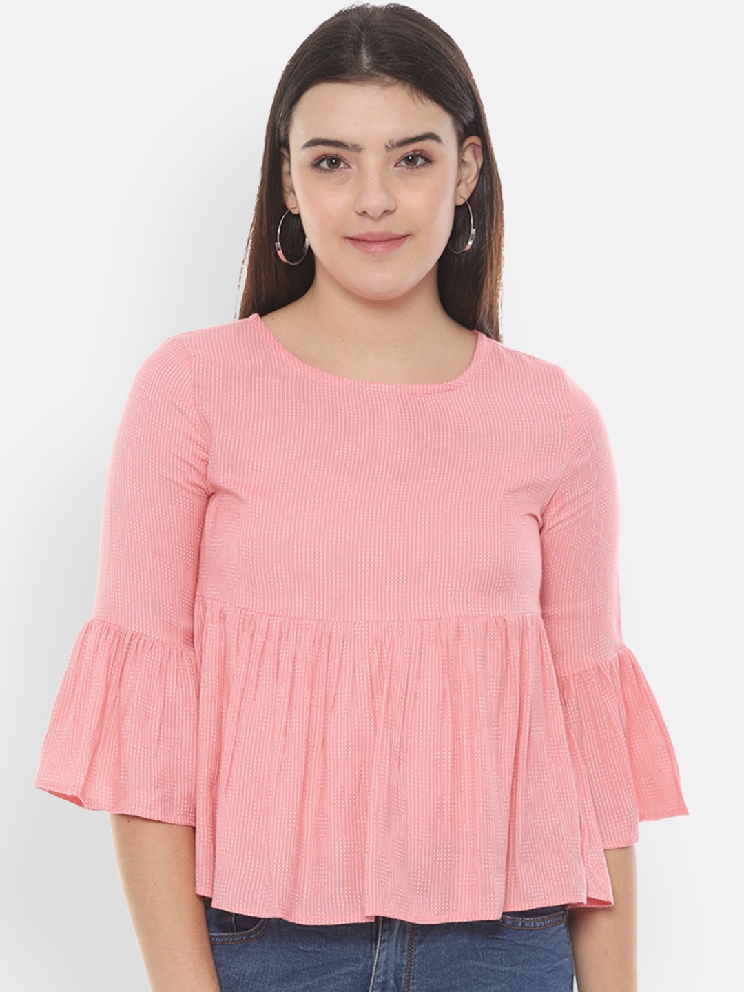 

People Women Pink Striped Top