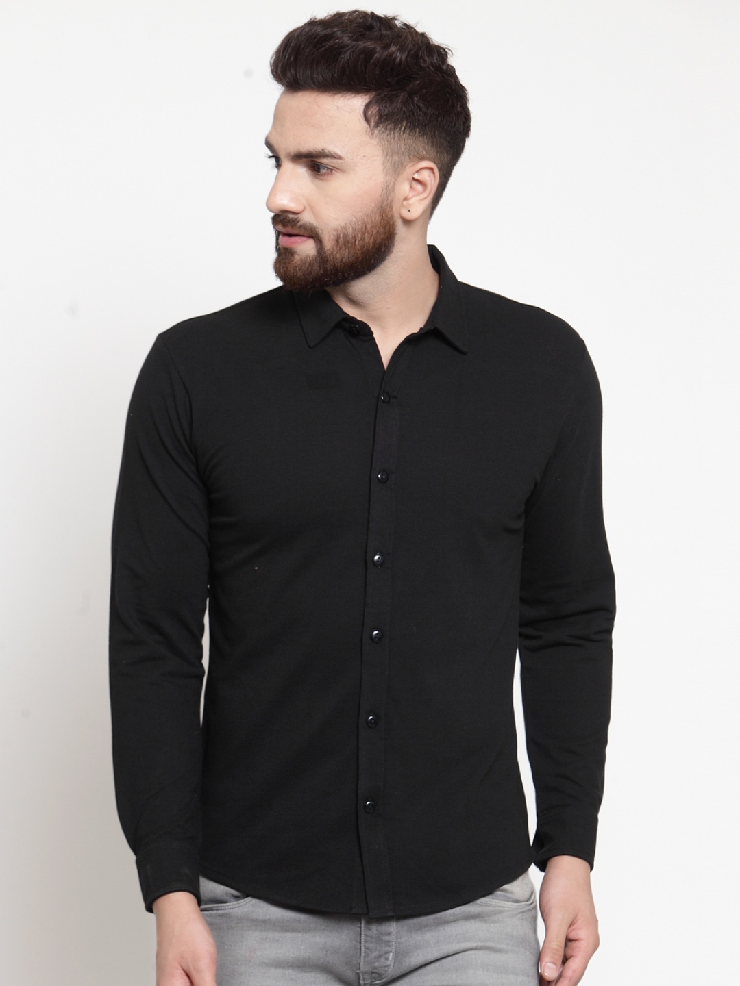 

WILD WEST Men Black Regular Fit Solid Casual Shirt