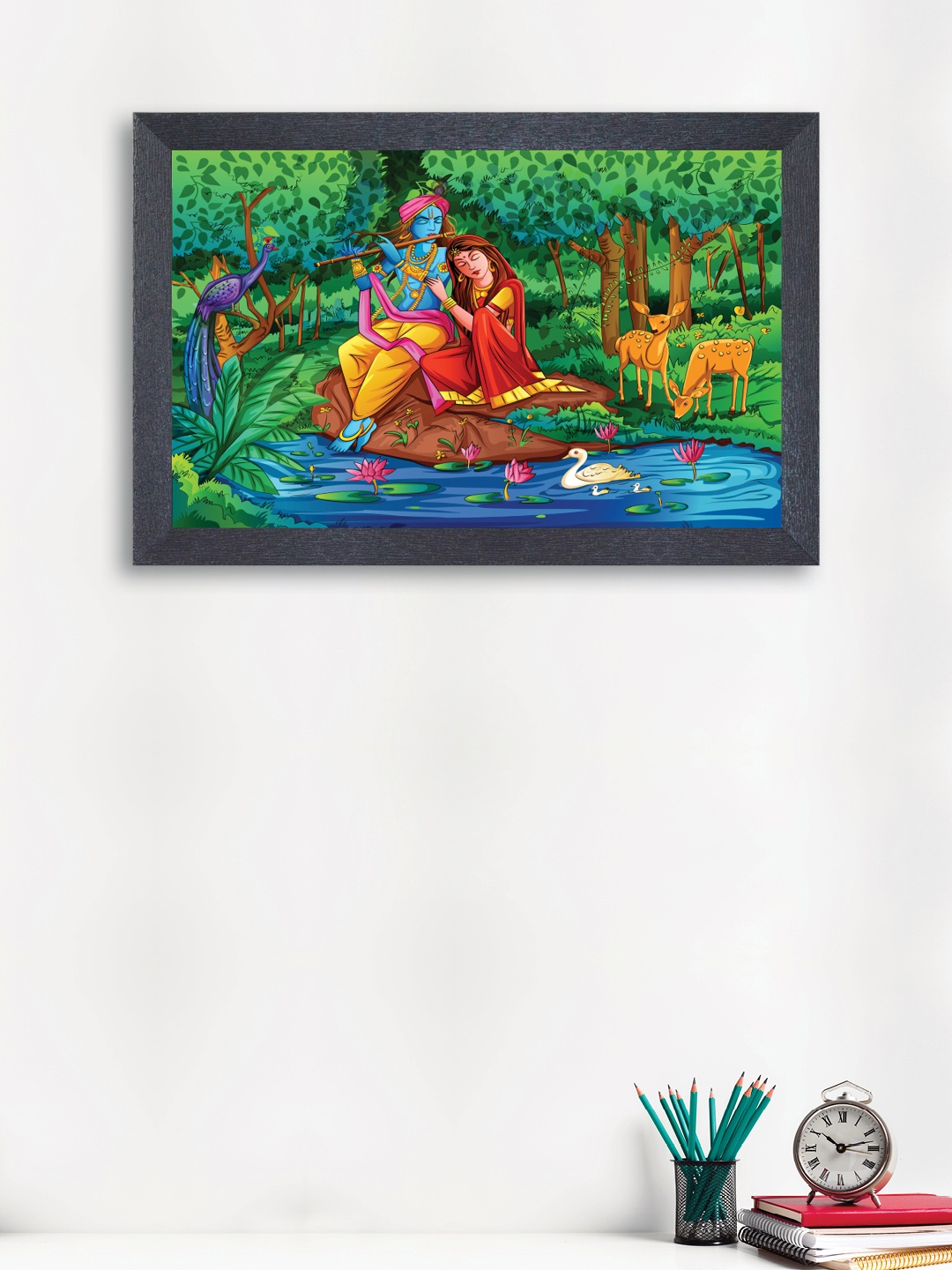 

nest ART Green & Blue Lord Krishna Wall Art