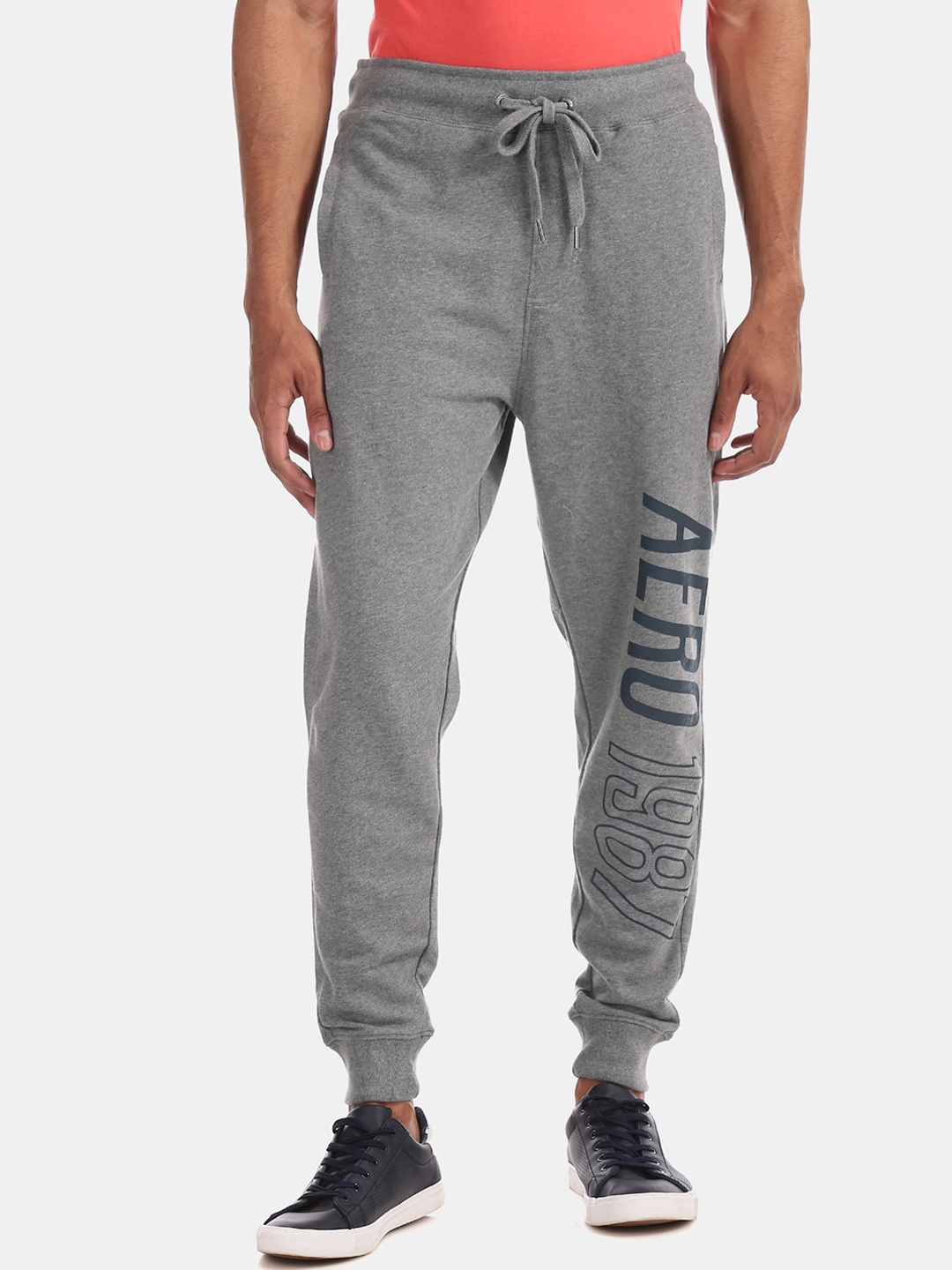 

Aeropostale Men Grey Melange Printed Joggers