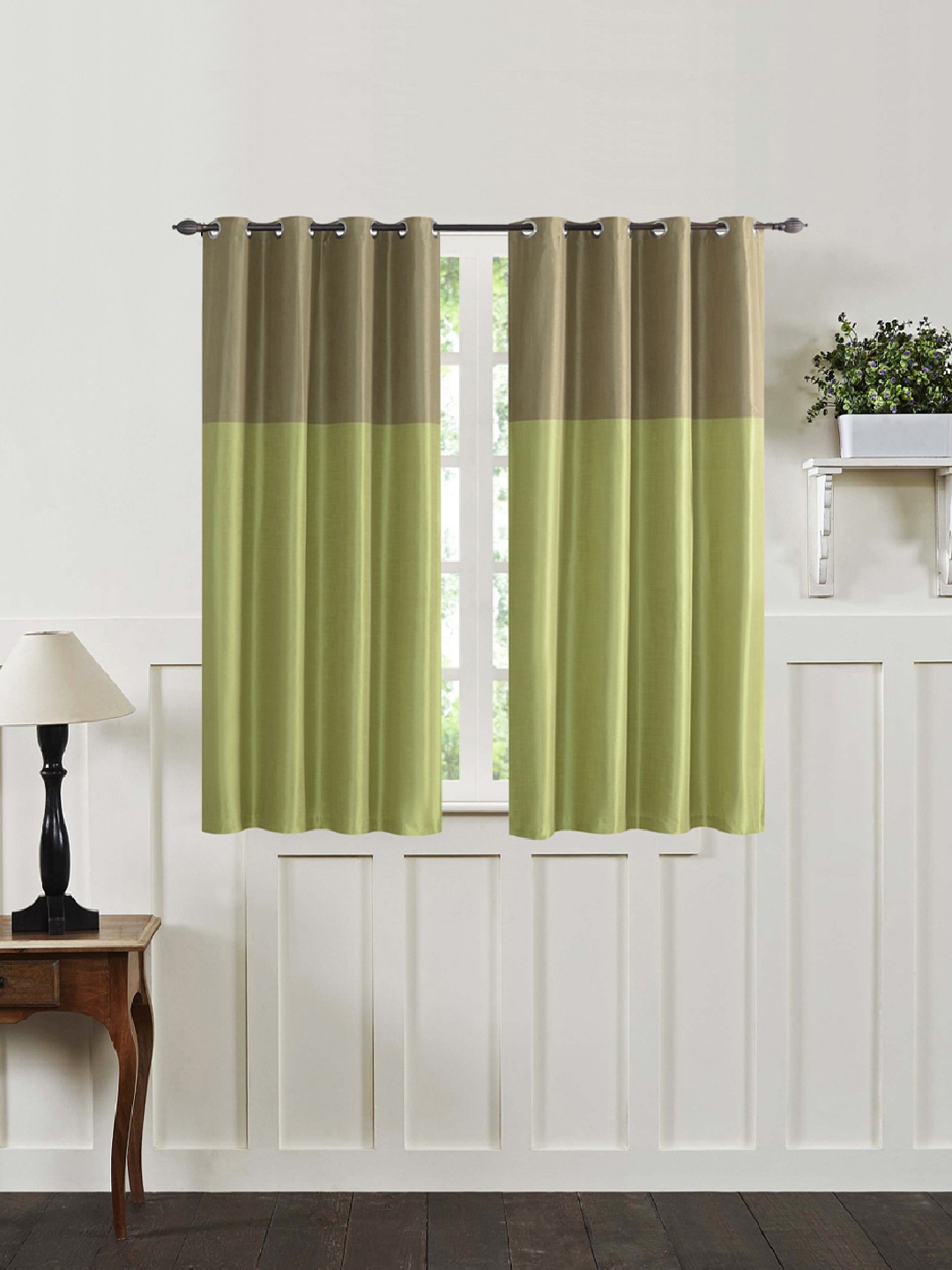 

Deco Window Green & Brown Set of 2 Window Curtains