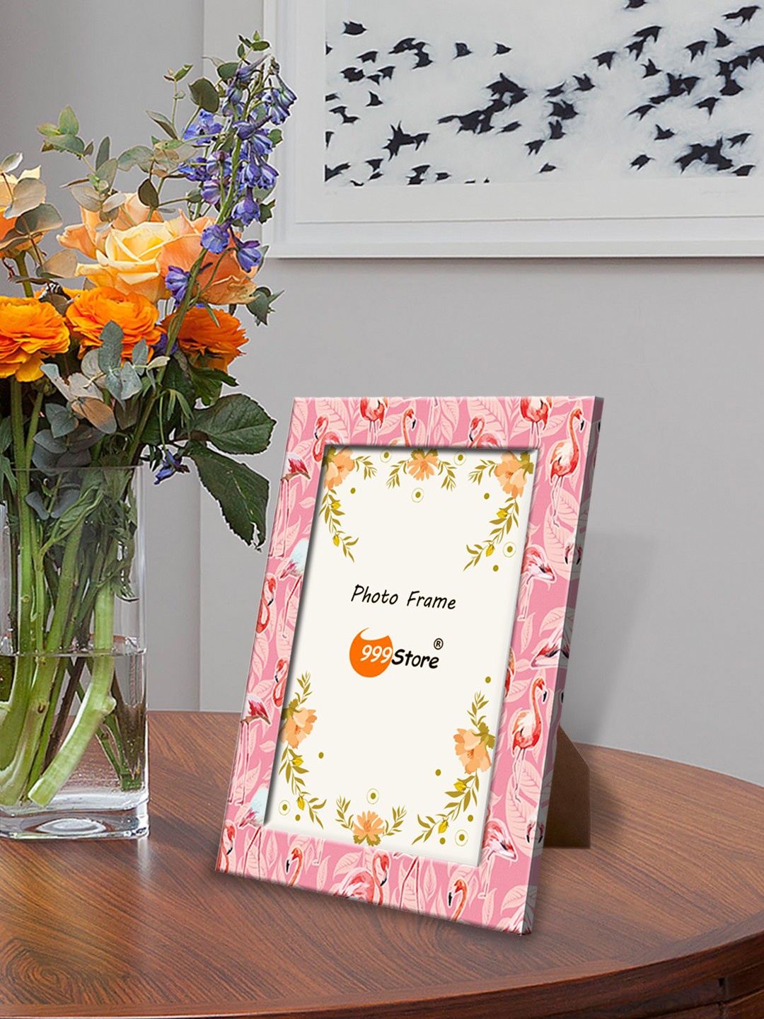 

999Store Pink Tropical Printed Table-Top Photo Frame