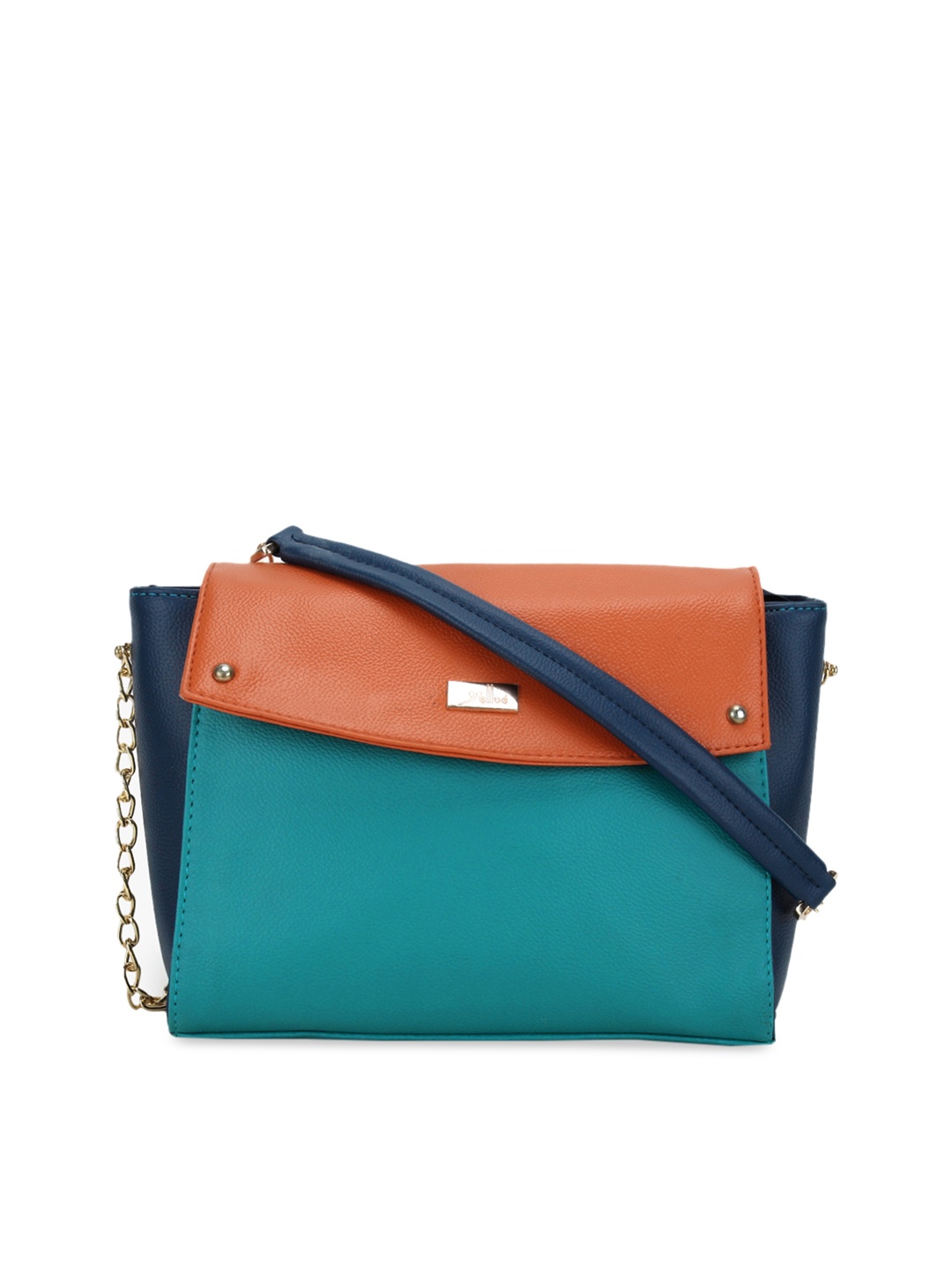 yelloe Women Medium size Colourblocked Sling Bag, Turquoise blue