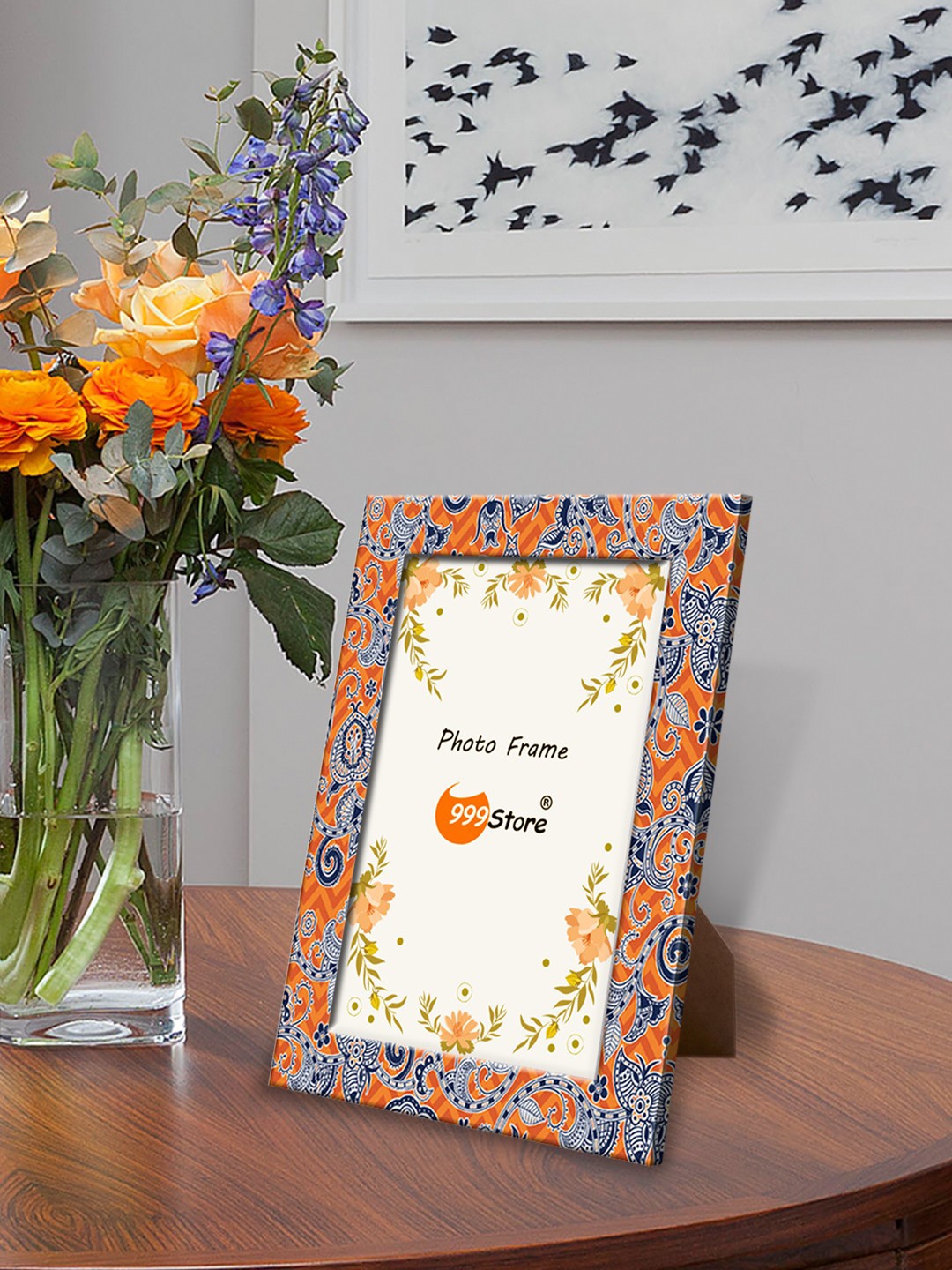 

999Store Orange & Blue Printed Photo Frame