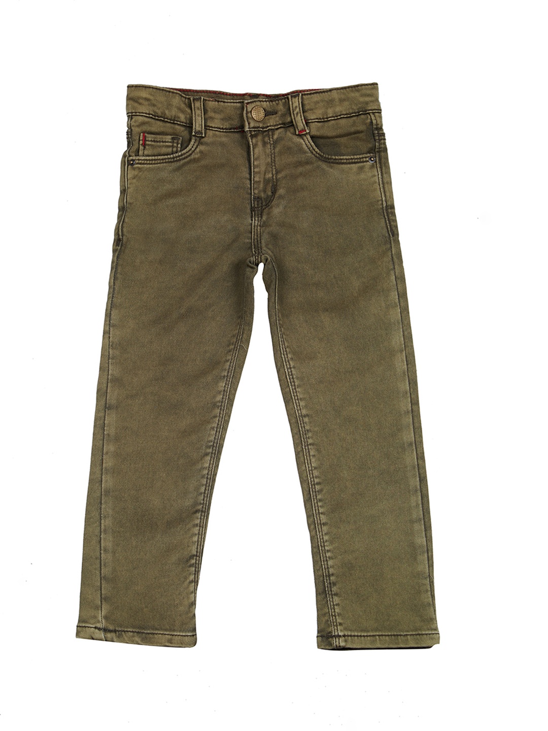 

TALES & STORIES Boys Olive Green Slim Fit Mid-Rise Clean Look Jeans
