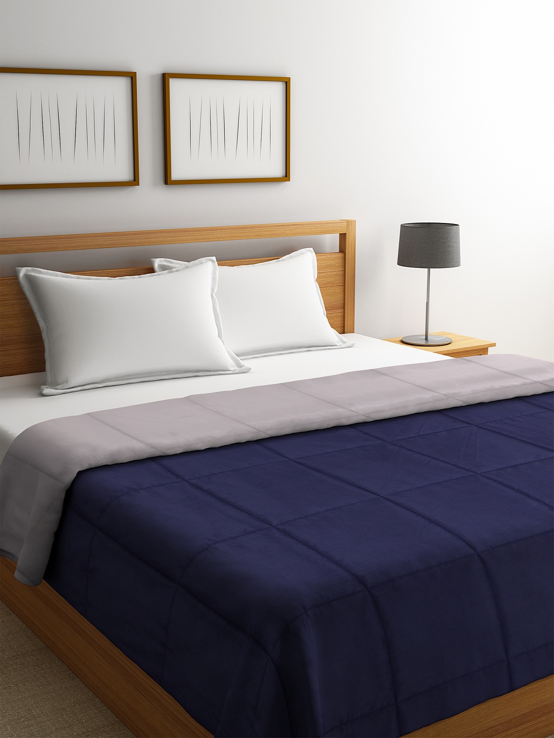 

SWHF Blue & Navy Blue Solid Heavy Winter 350 GSM Double Bed Quilt