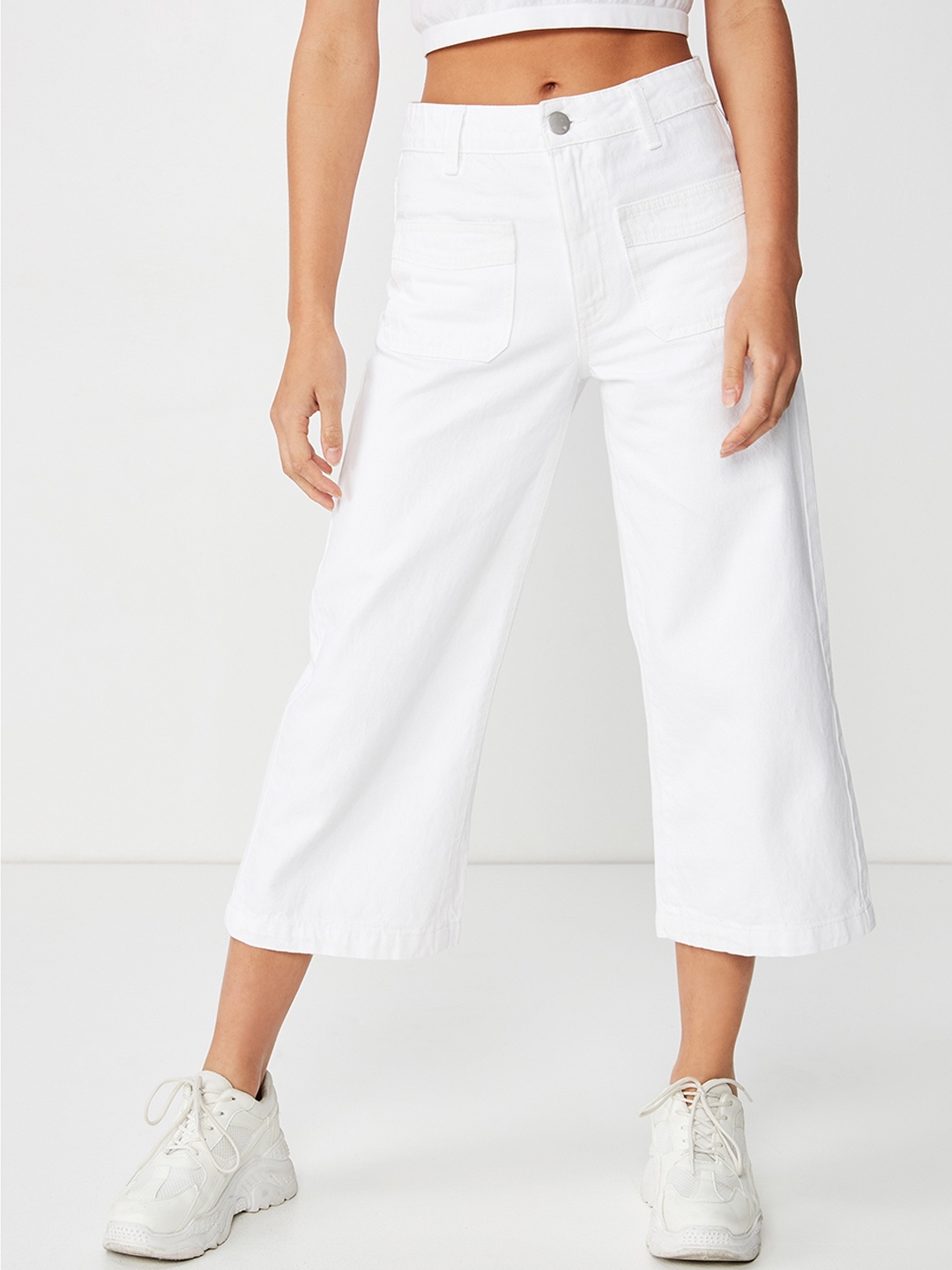

COTTON ON Women White Regular Fit Solid Culottes