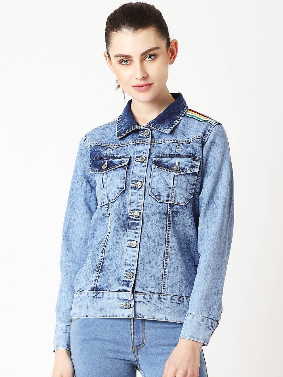 Miss Chase Women Blue Solid Jacket