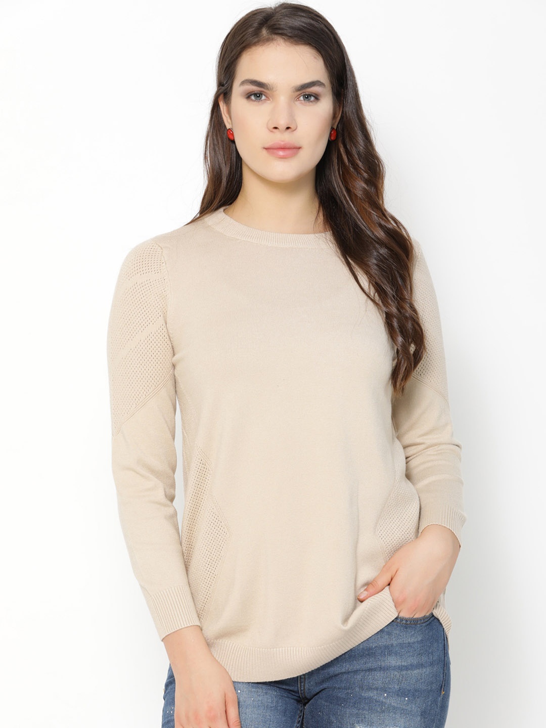 

Gipsy Women Beige Solid Sweater
