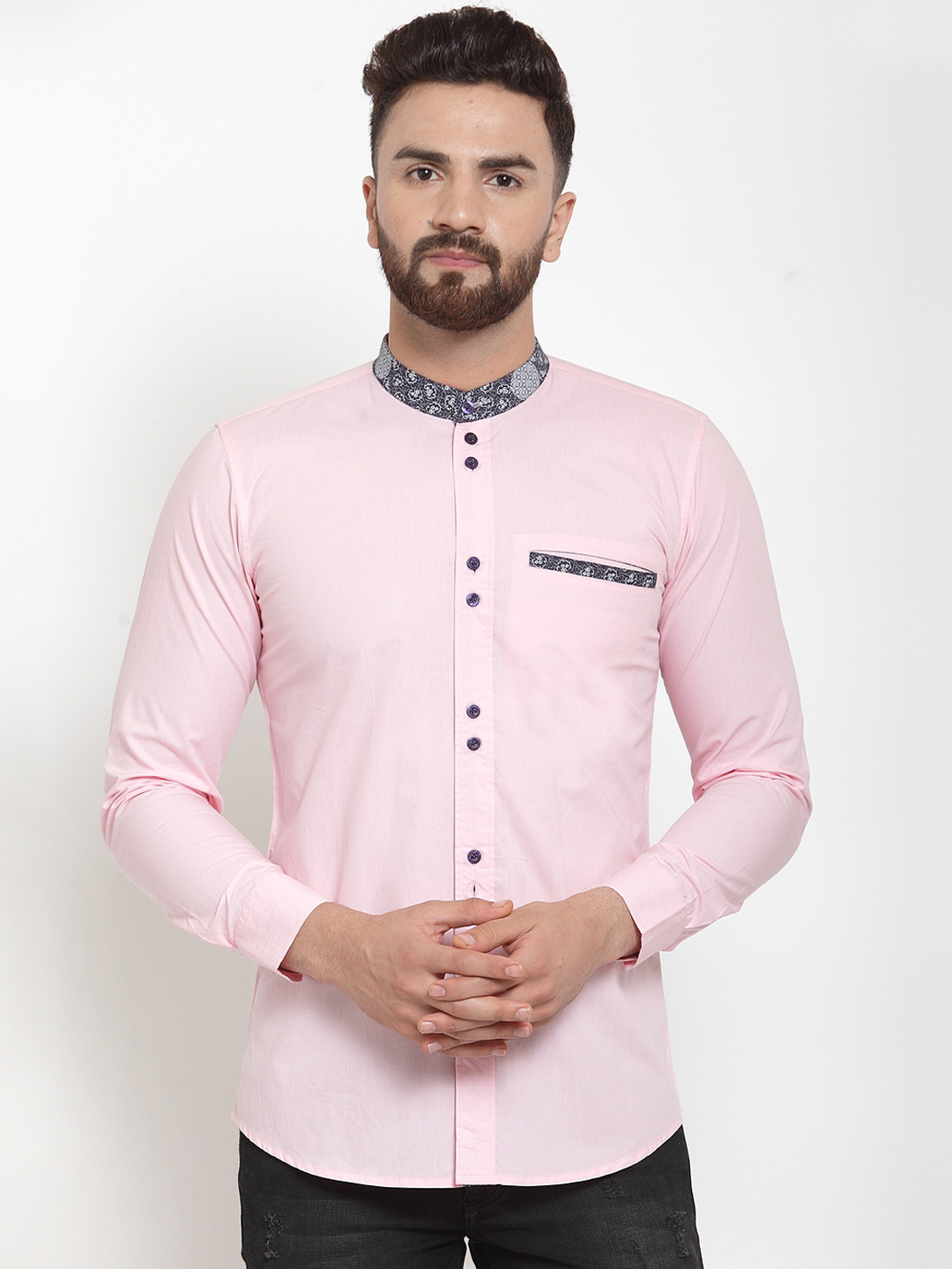 

Purple State Men Pink Slim Fit Solid Casual Shirt