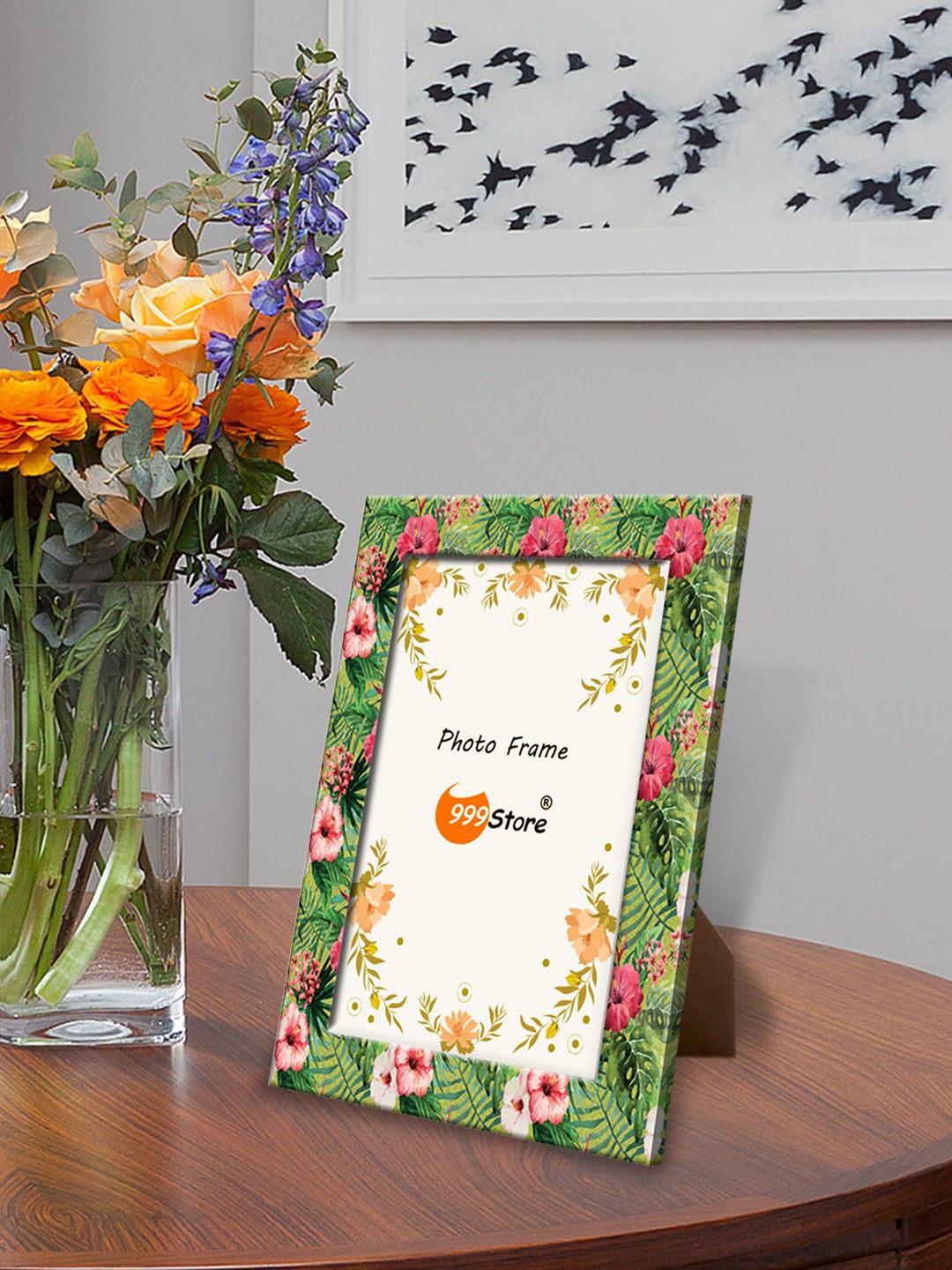 

999Store Green & Pink Printed Photo Frame