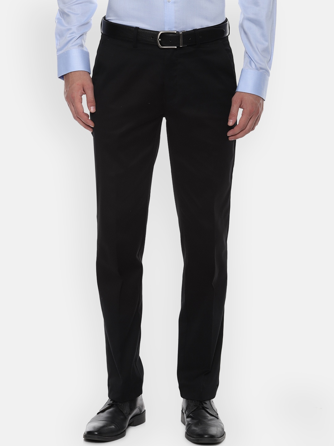 

Louis Philippe Men Black Slim Fit Solid Formal Trousers