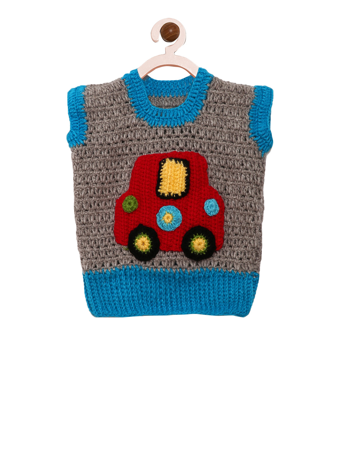 

CHUTPUT Unisex Blue & Grey Self Design Sweater