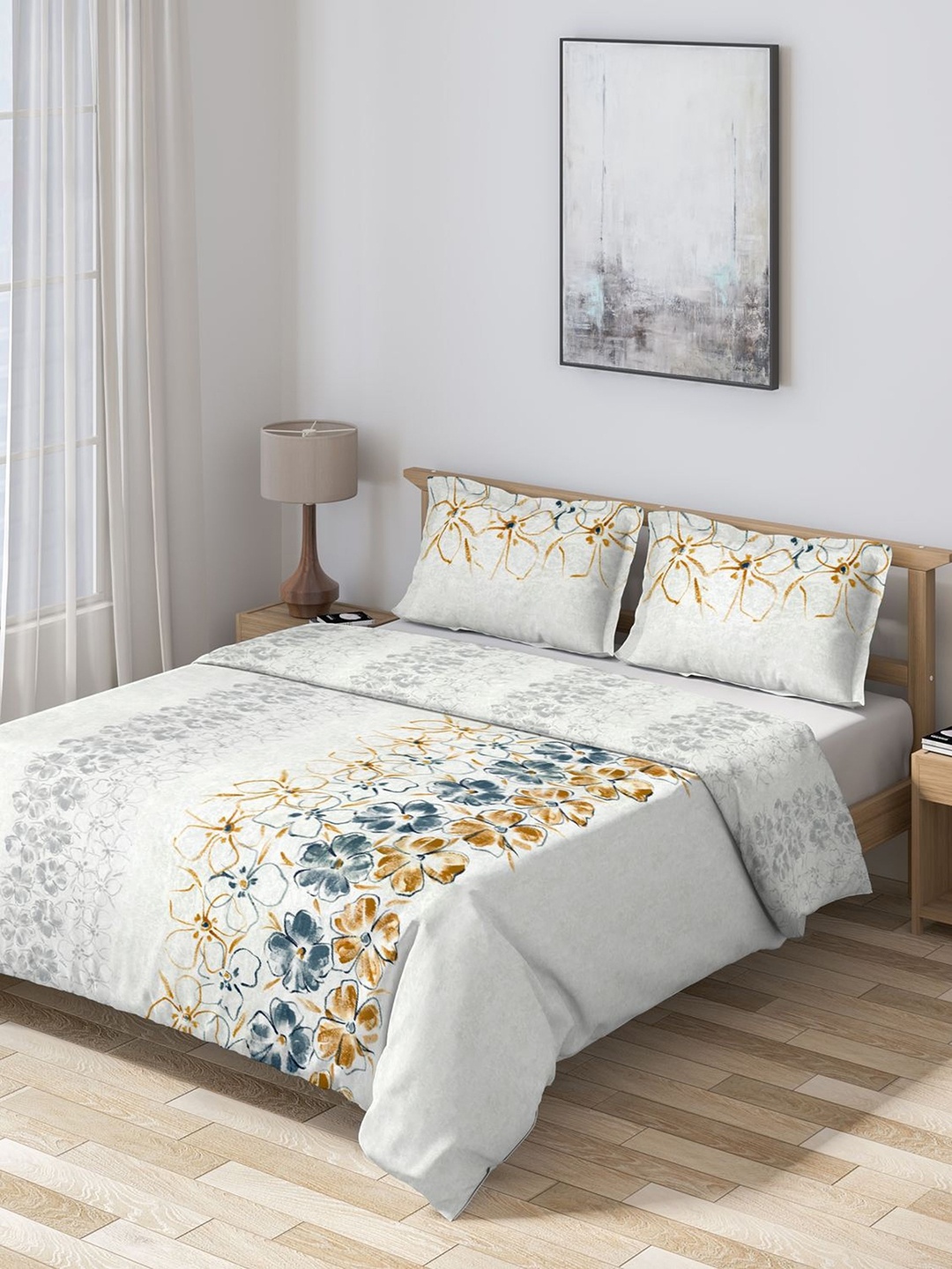 

DDecor Grey & White Floral Summer 150 GSM Double Bed Comforter