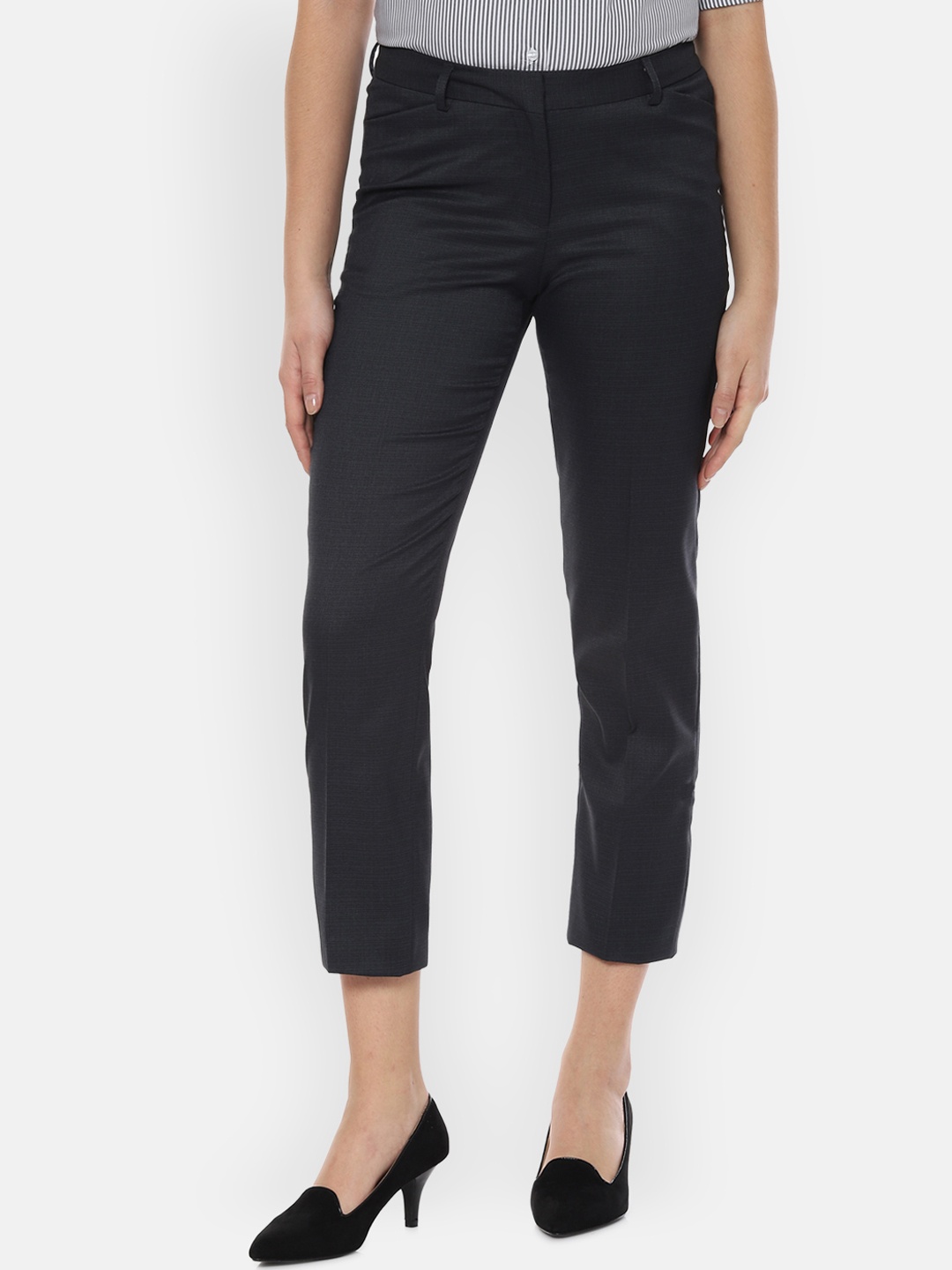 

Allen Solly Woman Women Grey Regular Fit Solid Regular Trousers
