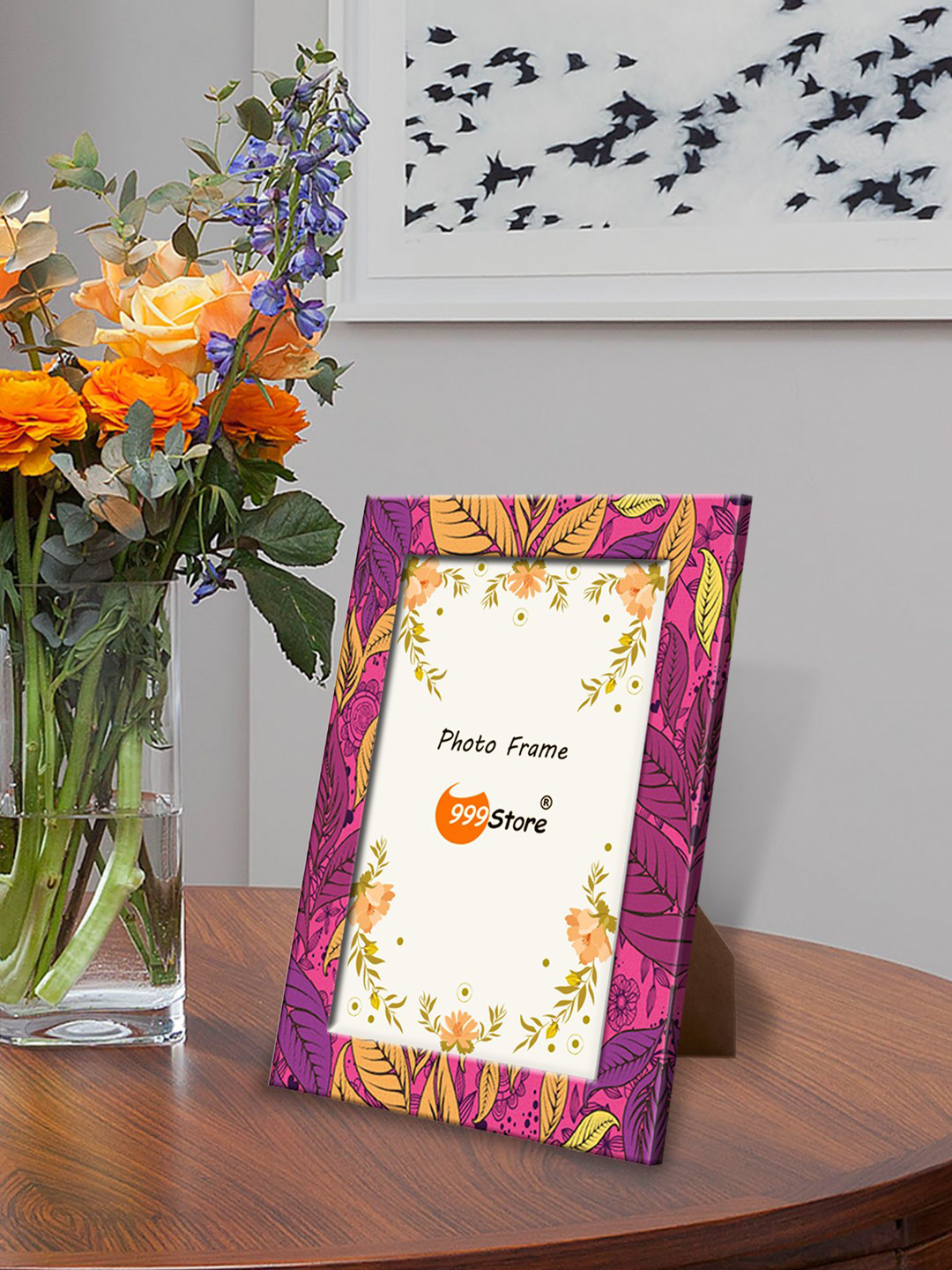 

999Store Purple & Yellow Printed Photo Frame