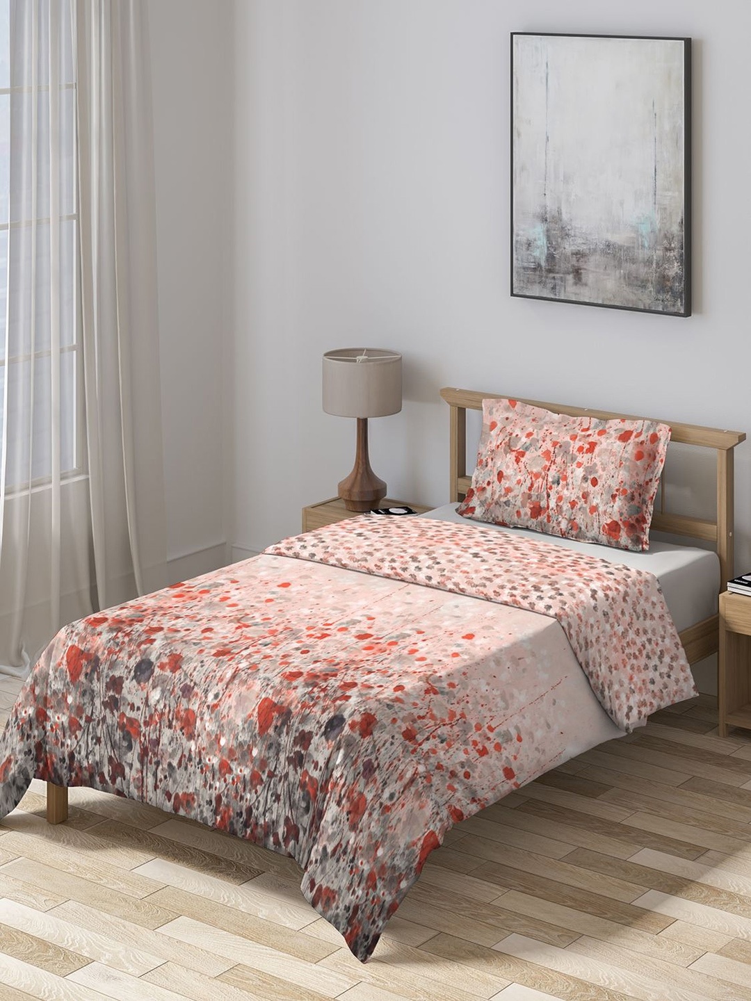 

DDecor Red & Beige Abstract Summer 150 GSM Single Bed Comforter