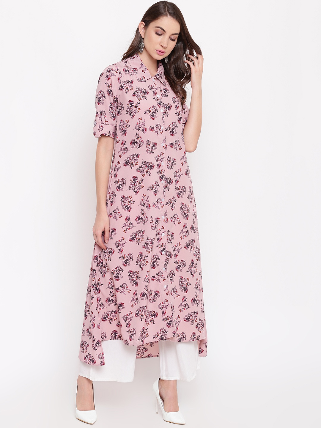 

Napra Women Pink Floral Printed A-Line Kurta