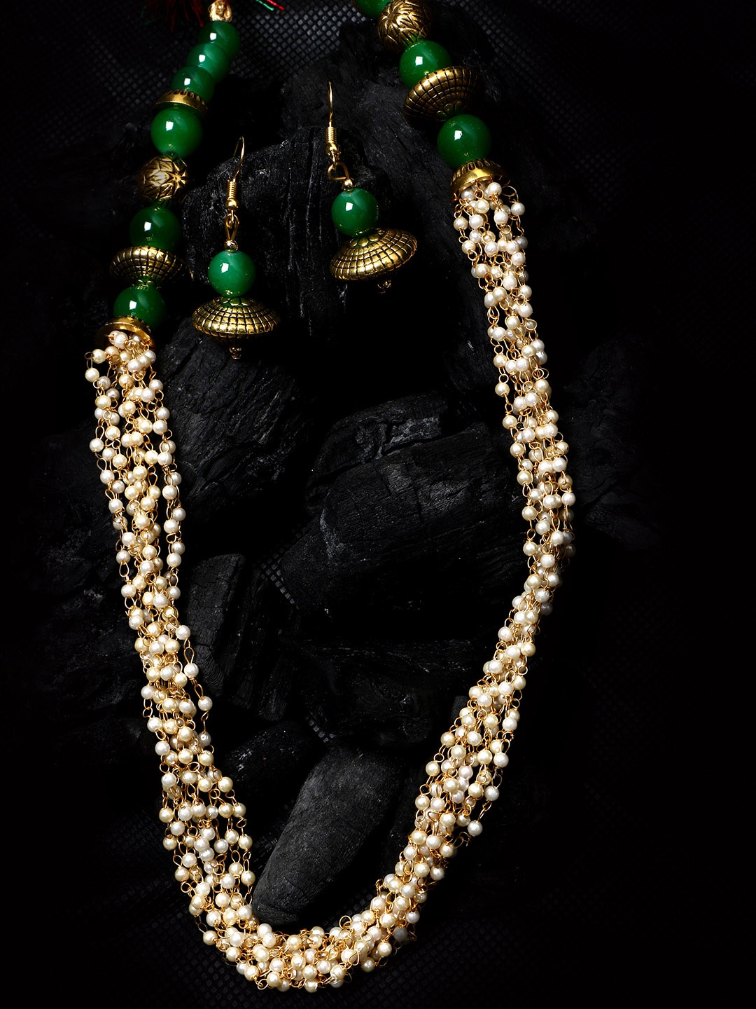 

ANIKAS CREATION Women Gold-Plated & White Pearl-Embellished Temple Jewellery Set
