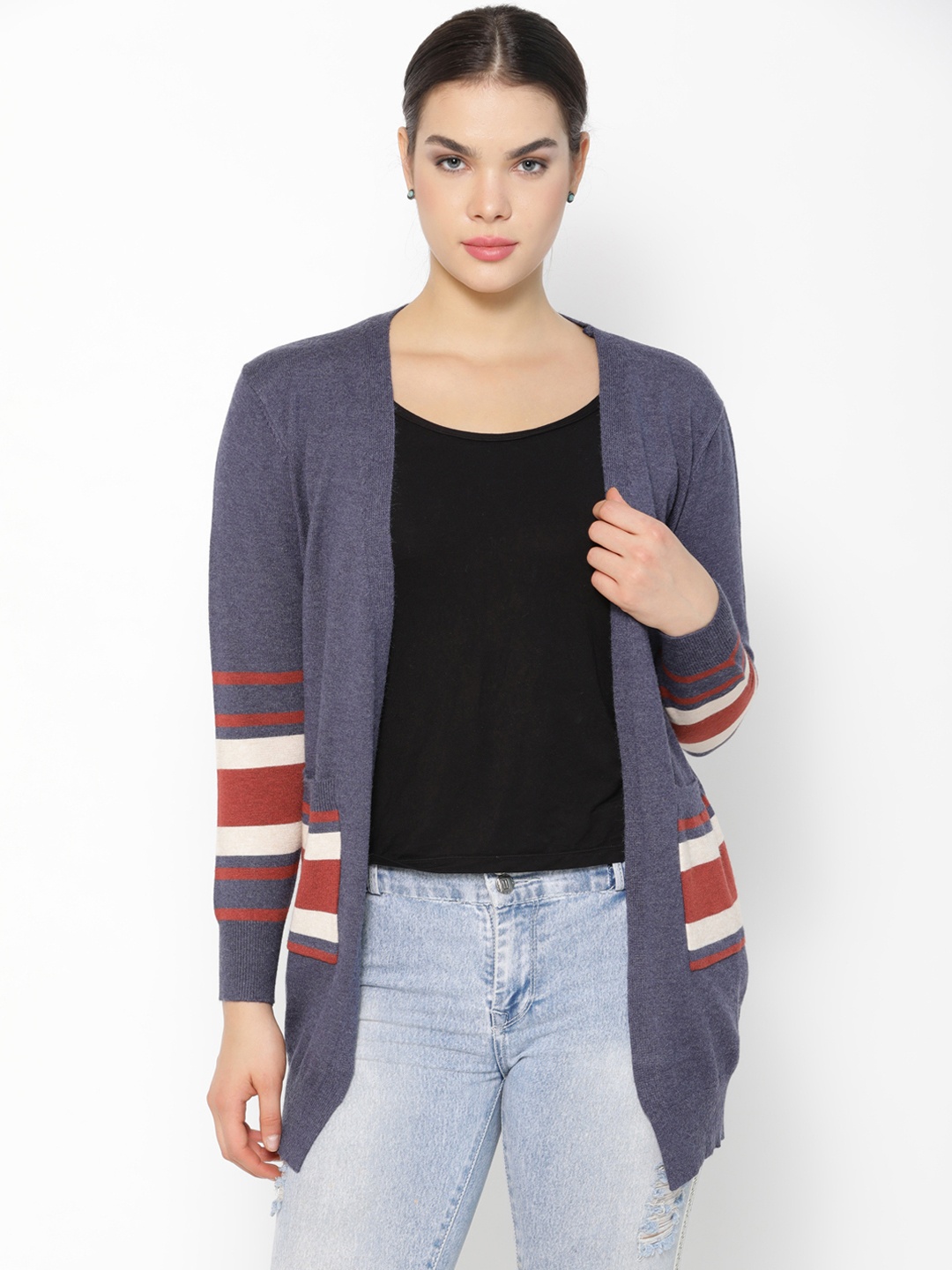 

Gipsy Women Blue & Maroon Striped Sweater