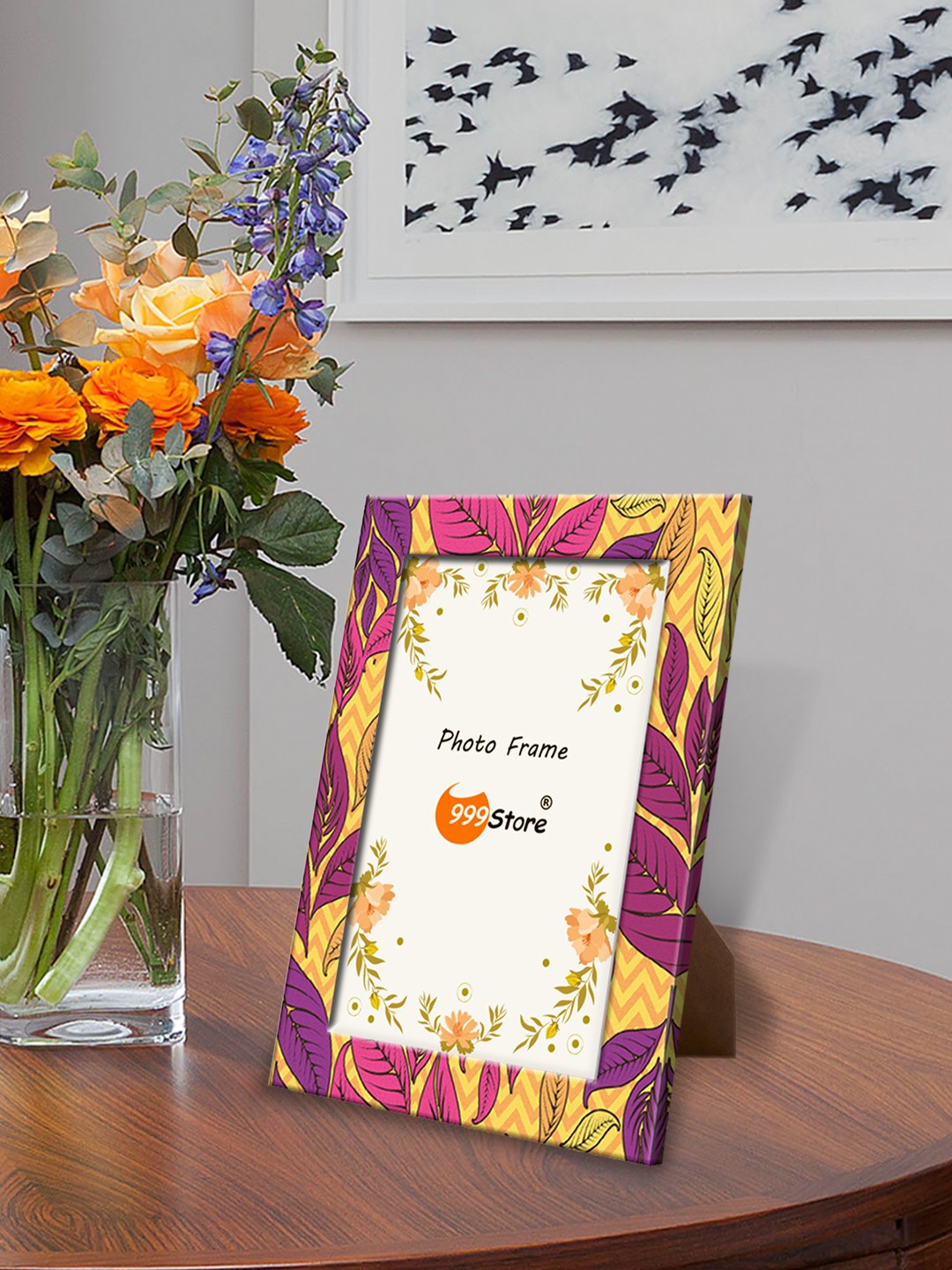 

999Store Yellow & Purple Printed Photo Frame