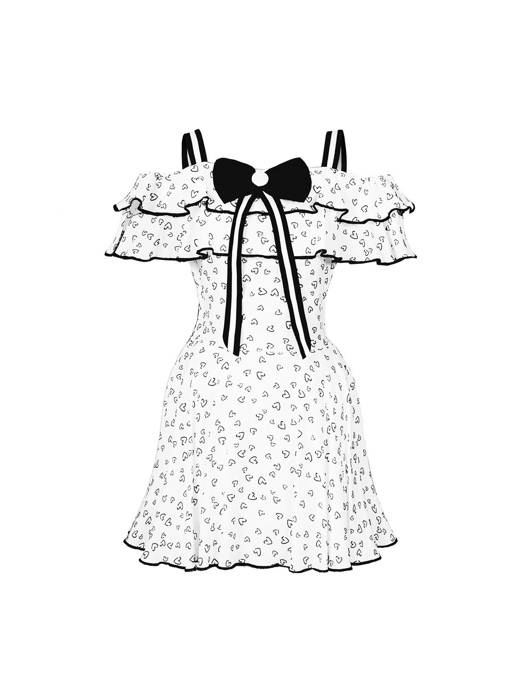 

naughty ninos Girls White Heart Print Fit and Flare Dress