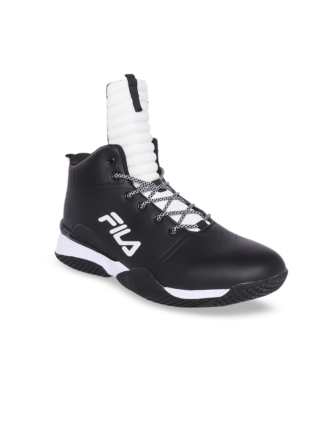 

FILA Men Black Mesh Mid-Top Basketball Shoes