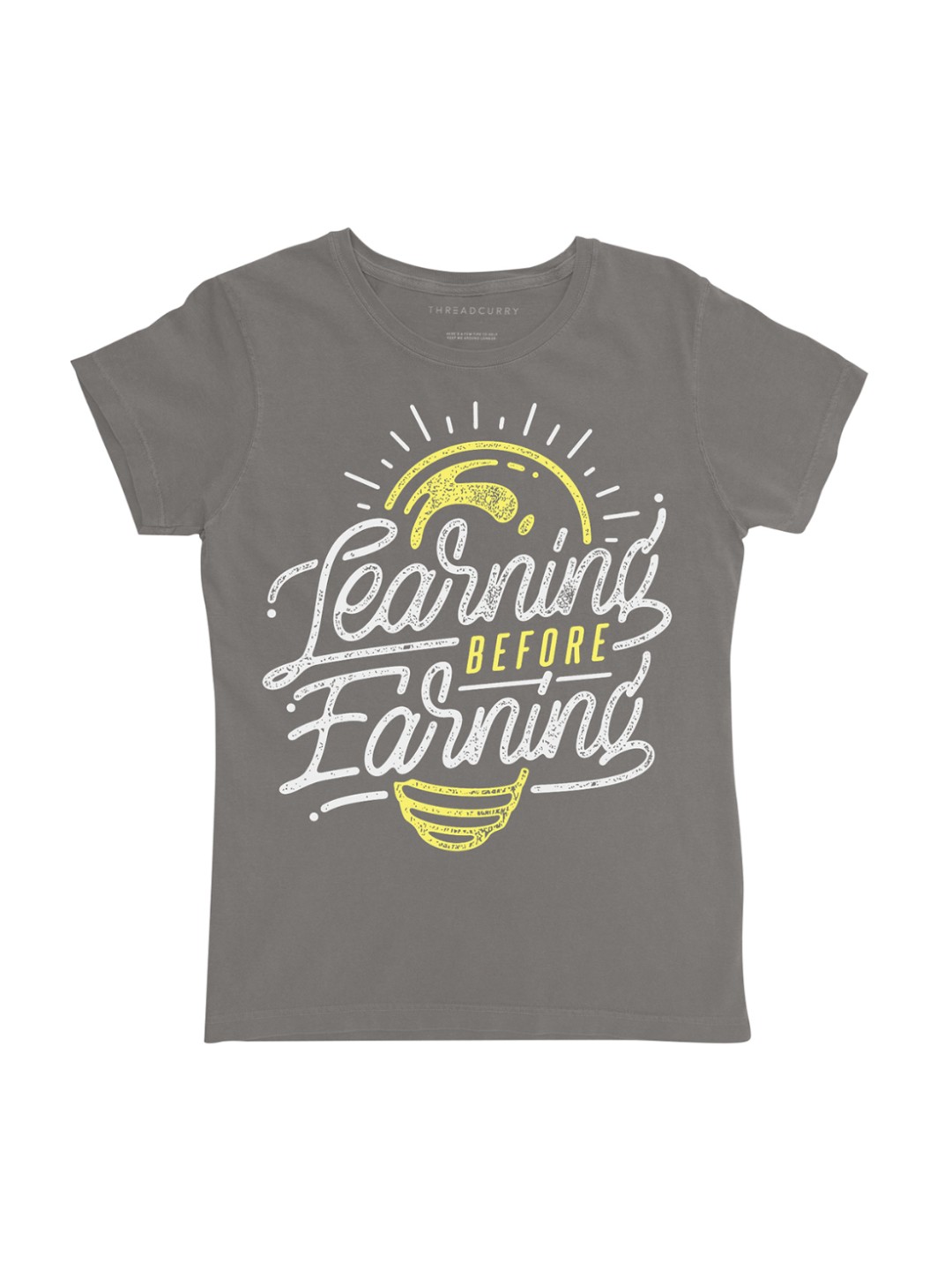 

THREADCURRY Girls Grey Printed Round Neck T-shirt